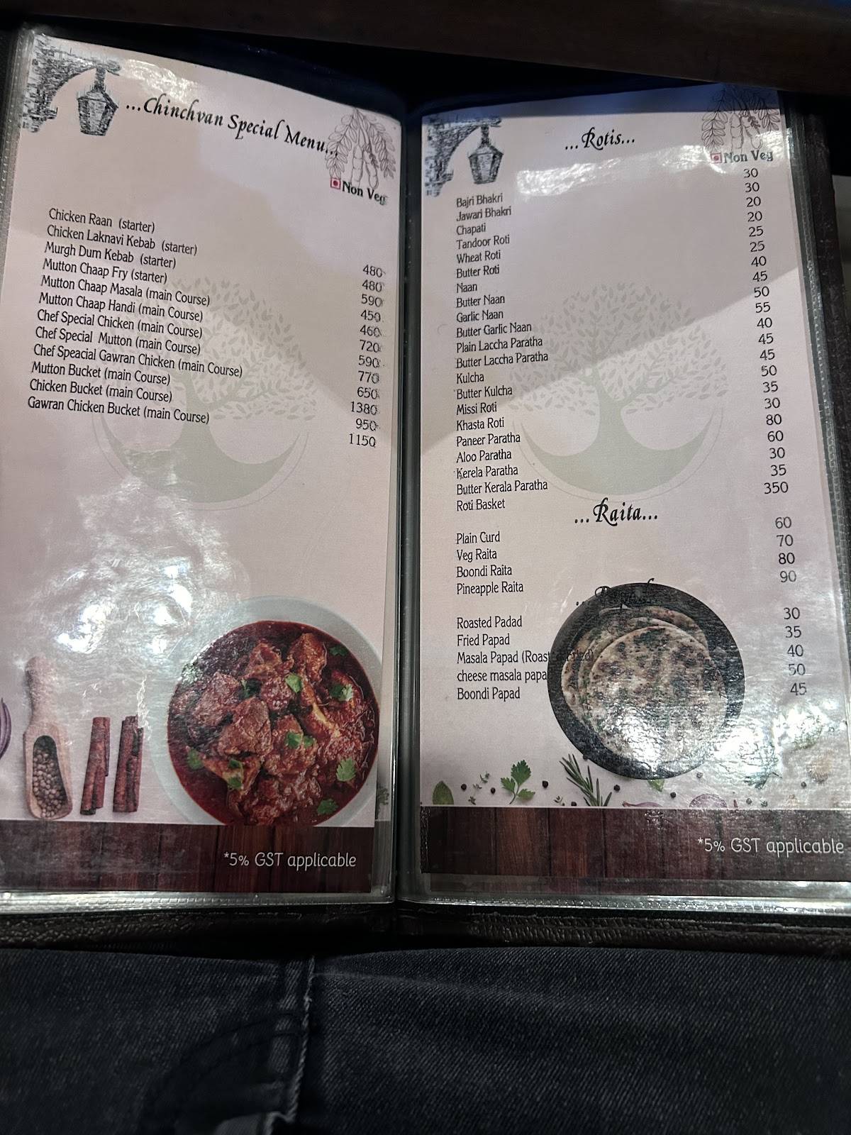 Chinchvan restaurant menu