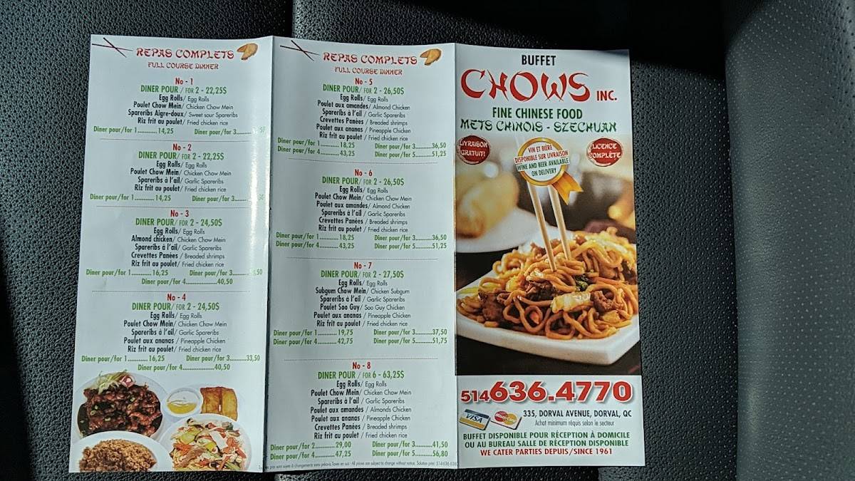 Menu de Restaurant Chows