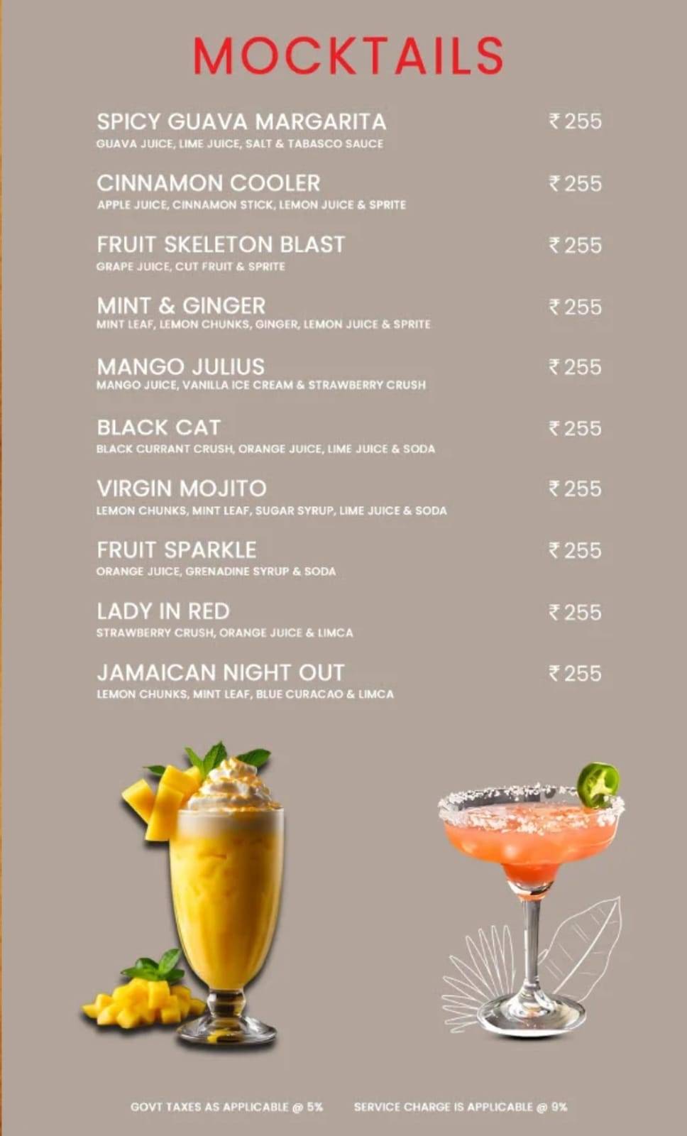 Cinnamon Kitchen Bar & Restaurant menu