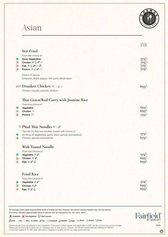 Cosmos Café and Bar menu