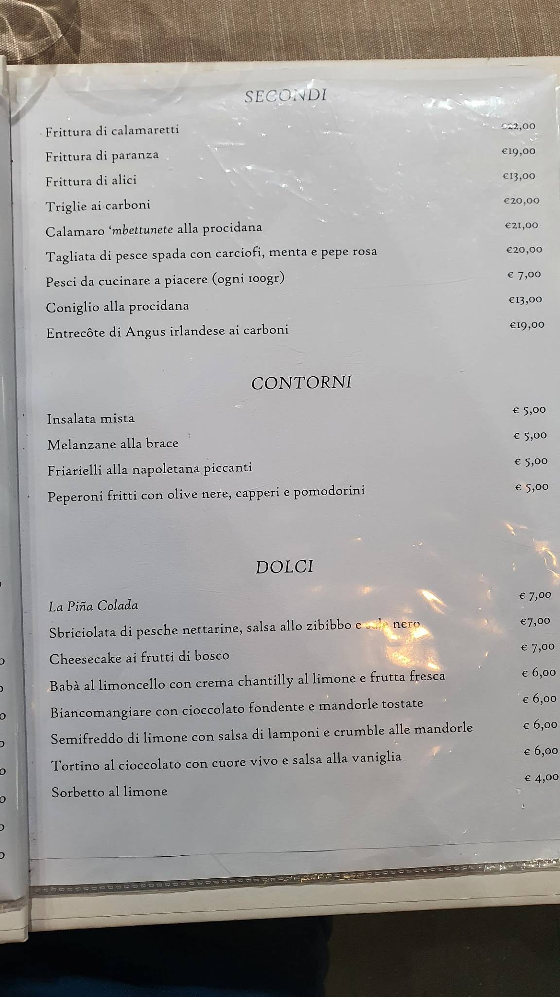 Menu di Crescenzo Hotel Ristorante 