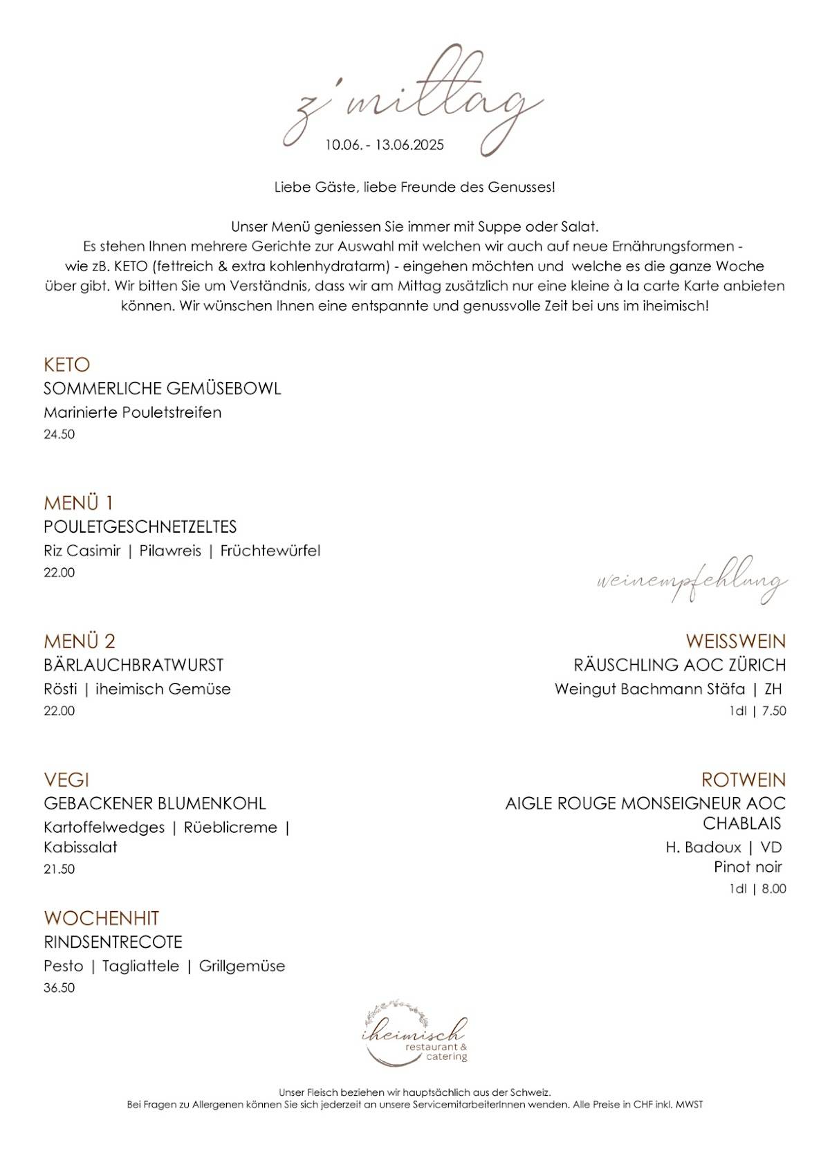 Menu di Cucina Bernoulli 