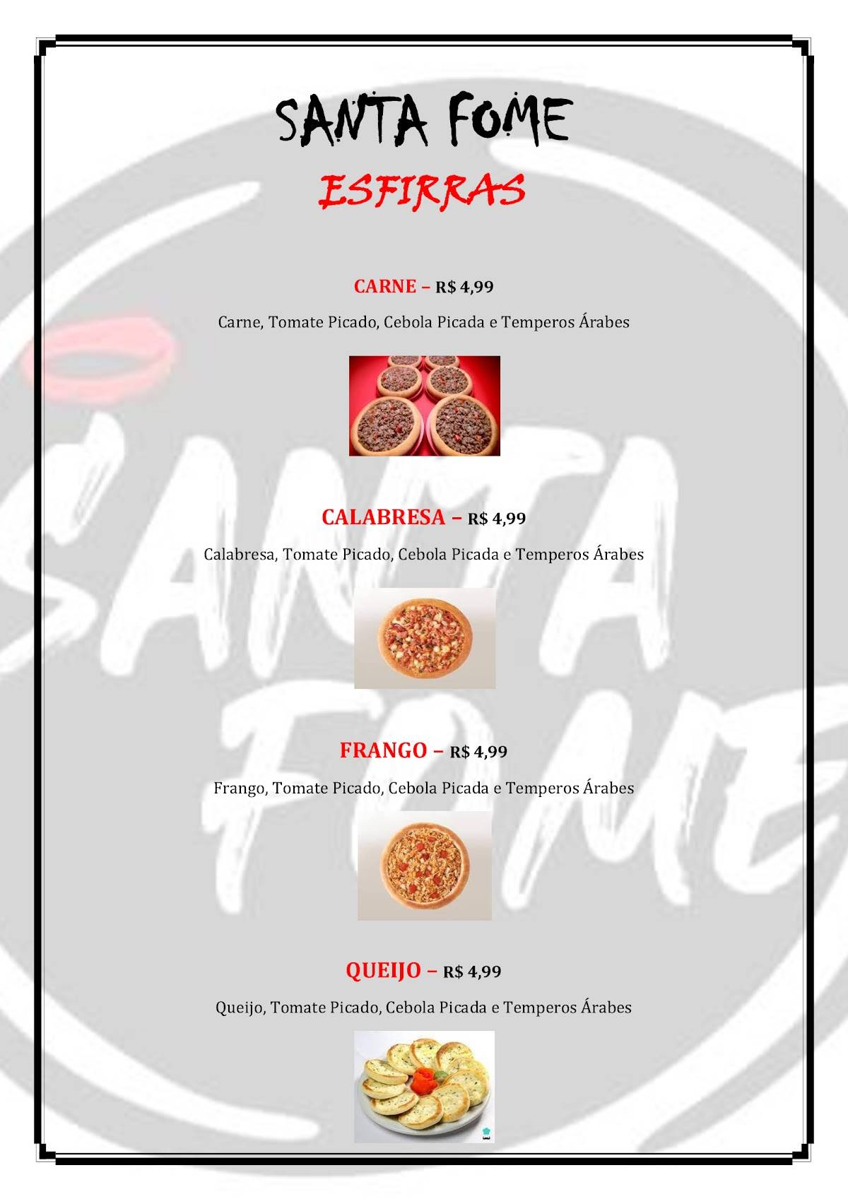 Pizzaria Santa Fome cardápio