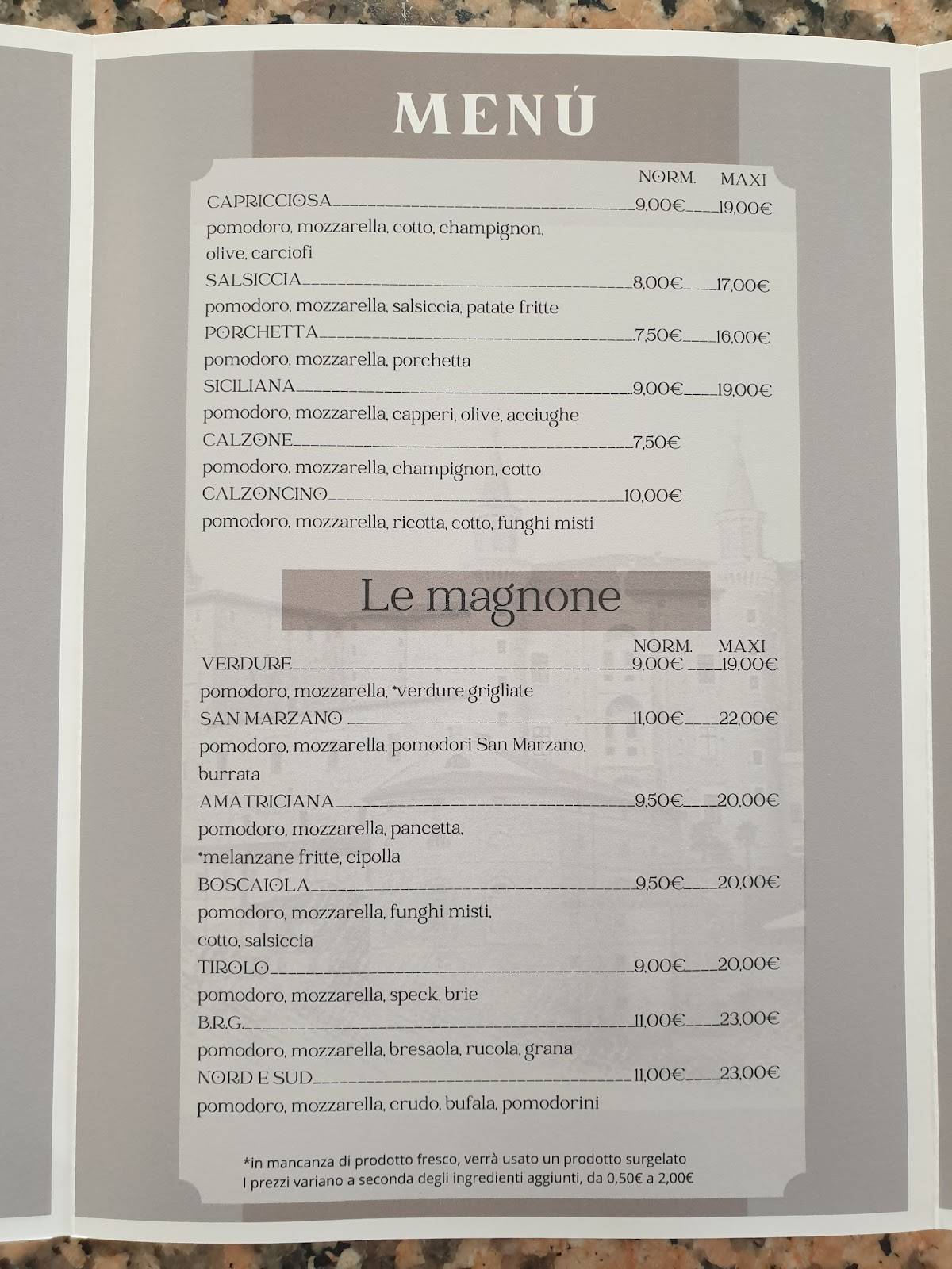 Menu di Da Laura pizzeria 