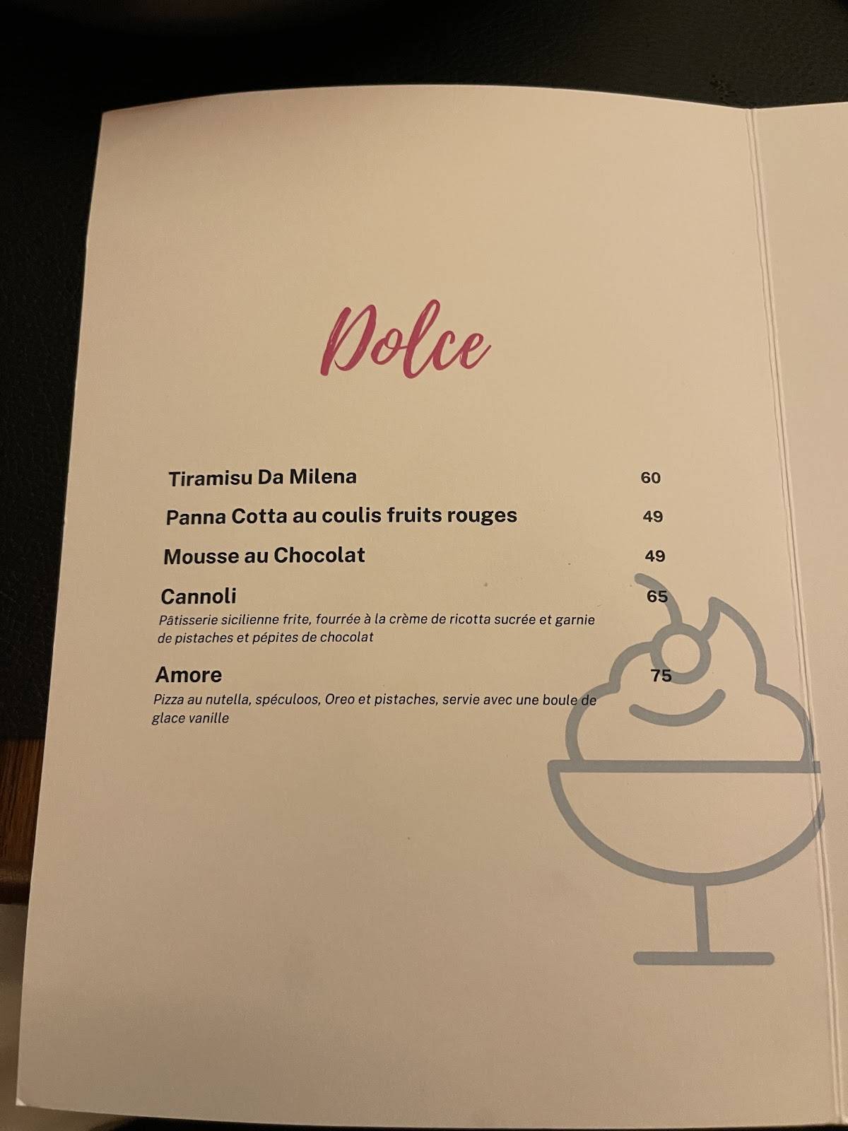 Menu de Da Milena