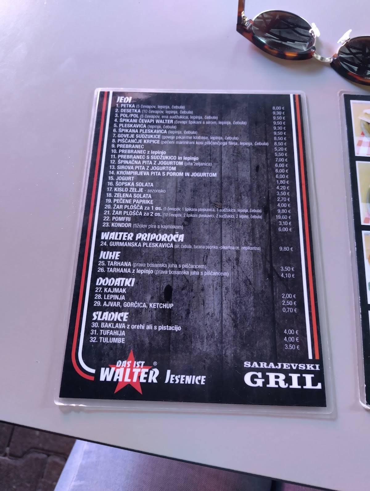 Menu de Das Ist Walter