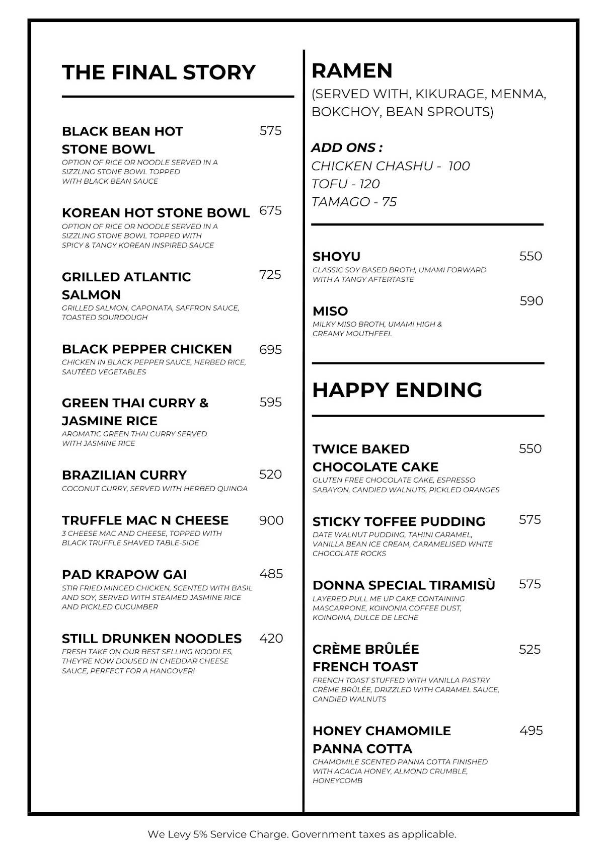 Donna Deli menu