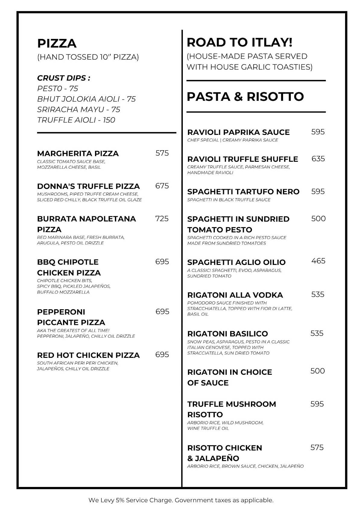 Donna Deli menu