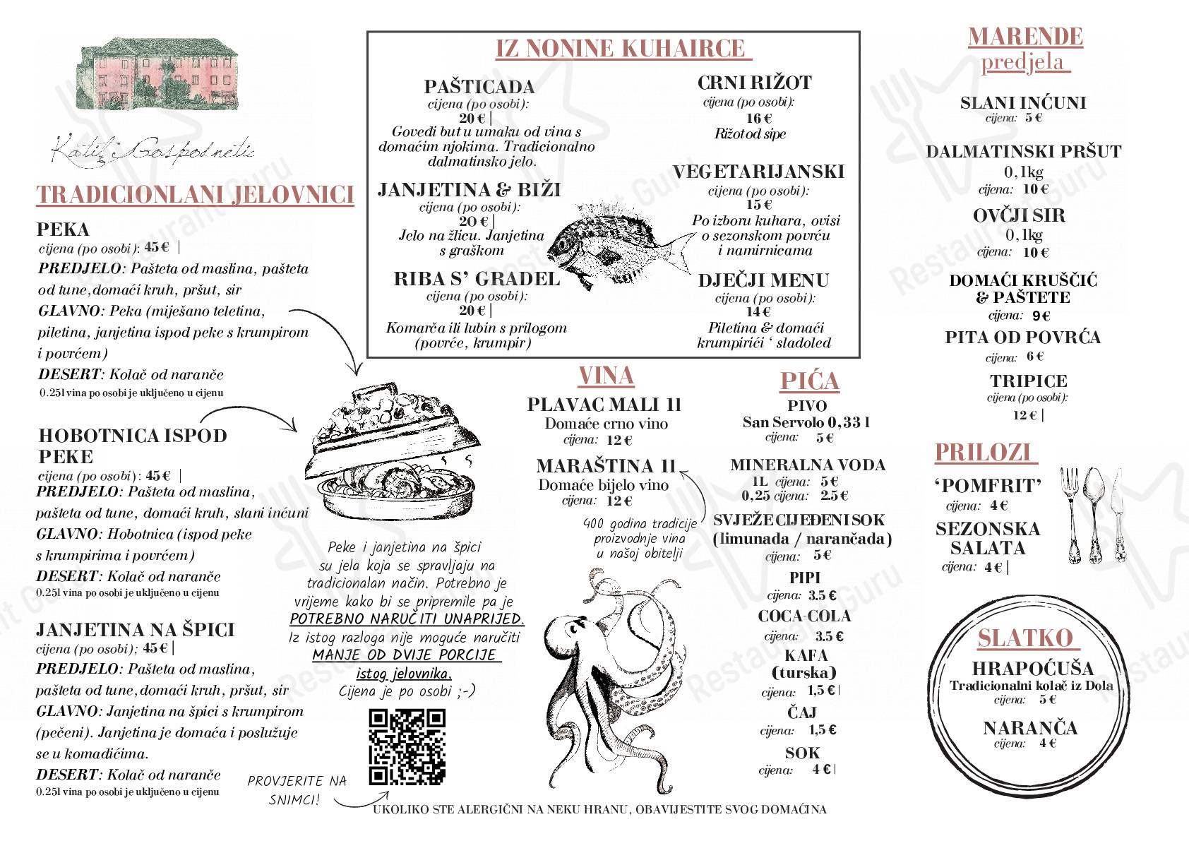 Menu di Restaurant Dora - pasti e bevande