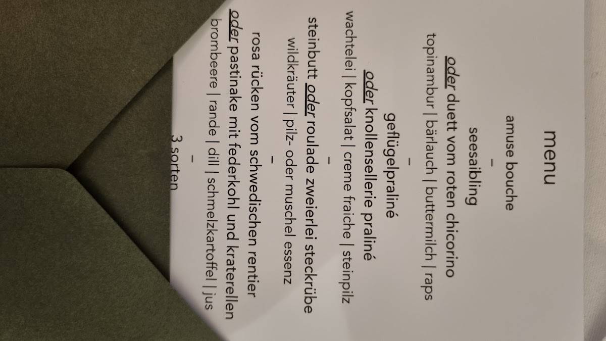 Menu di Restaurant Essort 