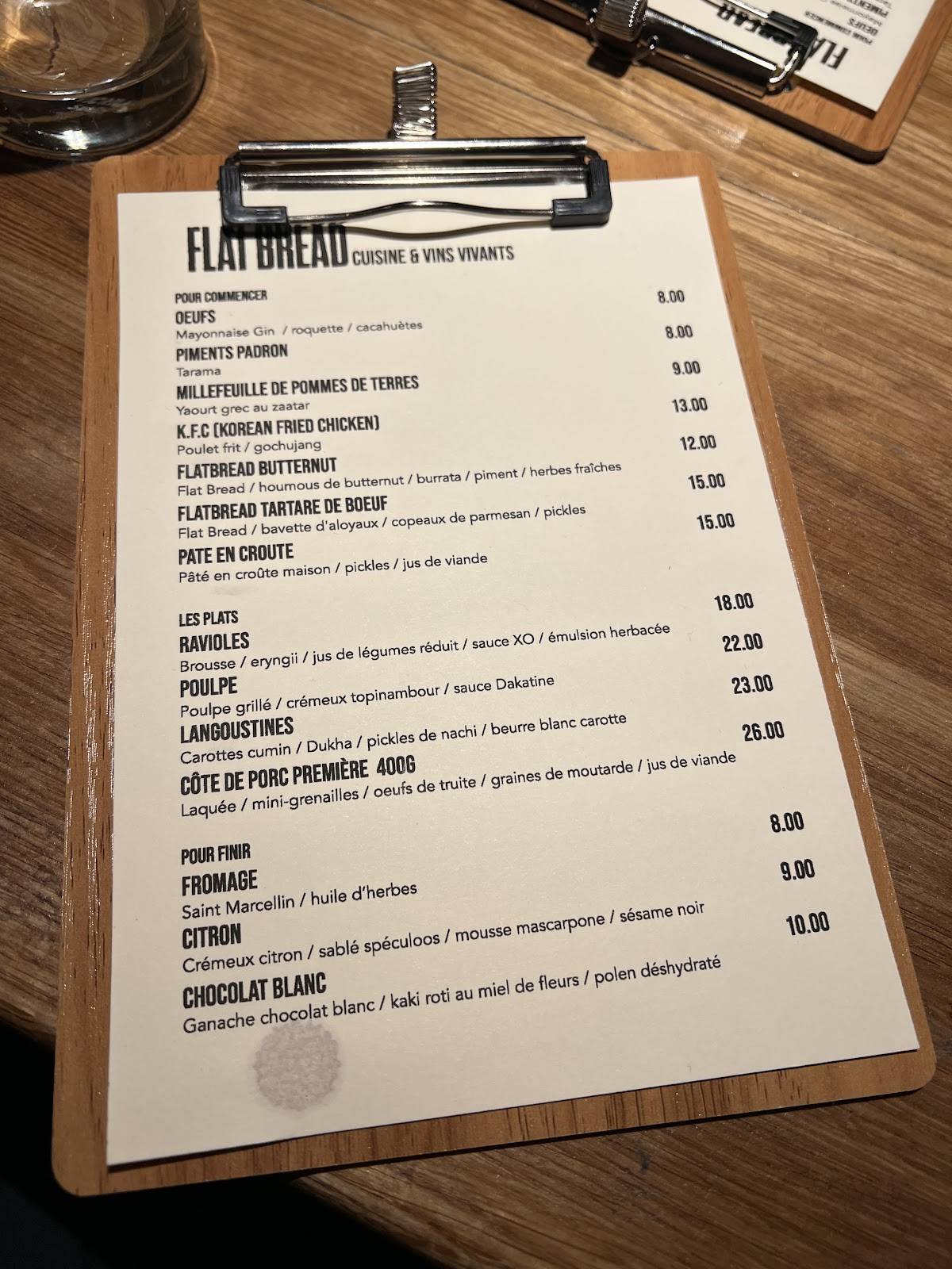 Menu de FLAT BREAD