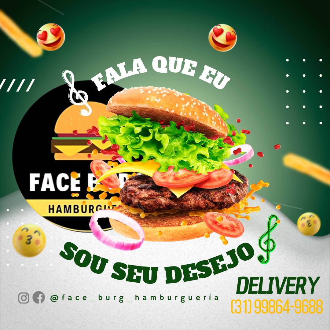 Face Burg Hamburgueria Pedro Leopoldo cardápio