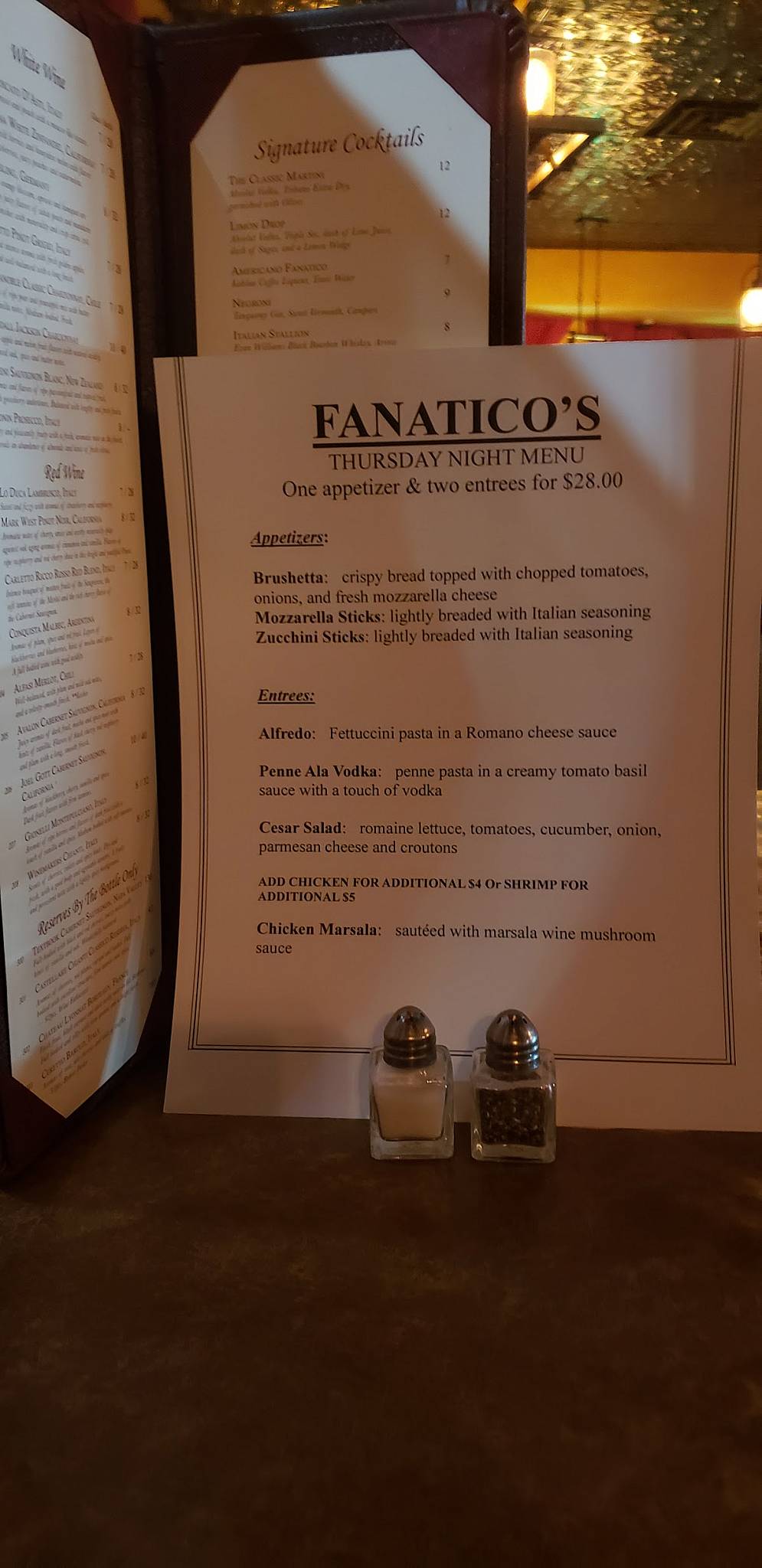 Menu at Fanatico restaurant, Whitewater, 162 W Main St