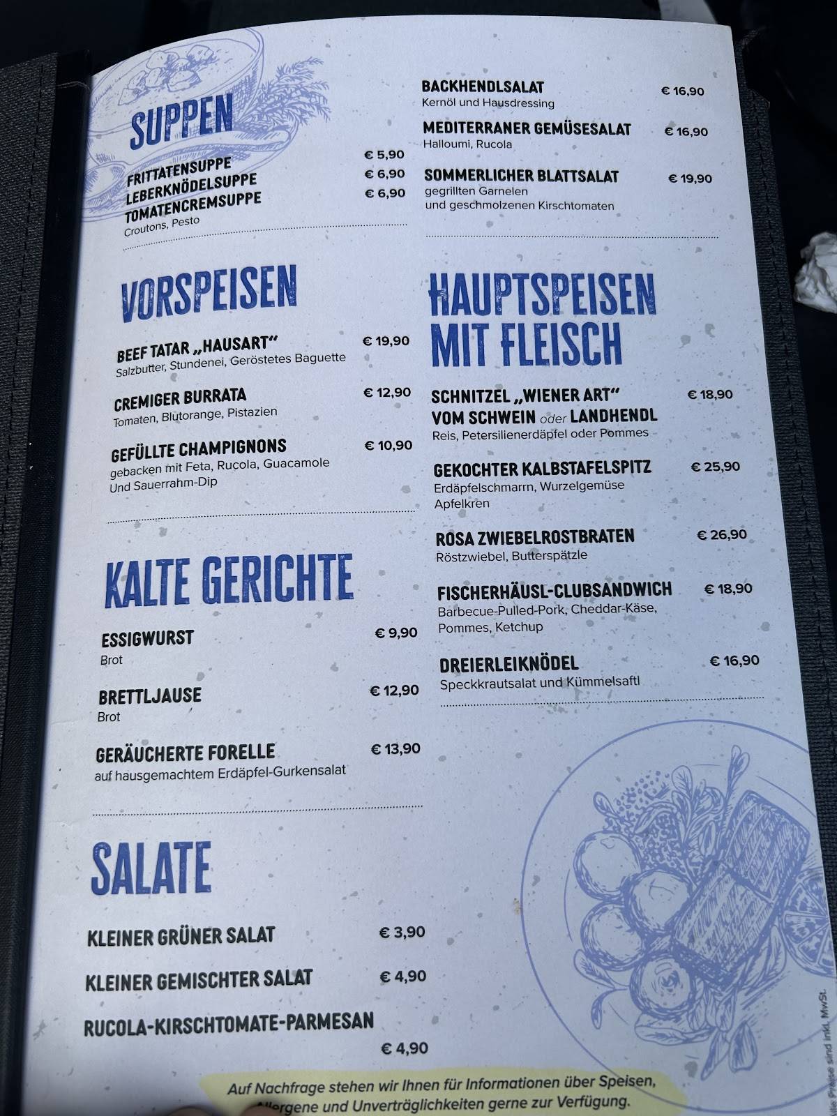 Menu de Fischerhäusl Linz