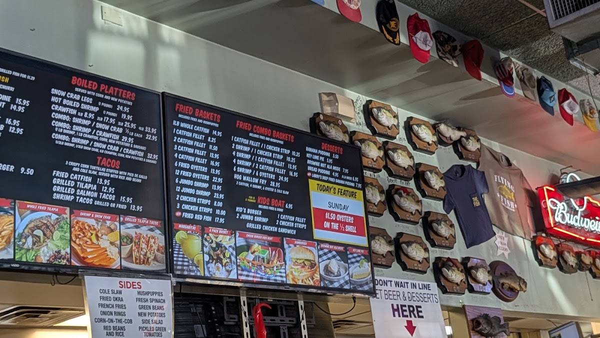 Menu at Flying Fish restaurant, Garland, Lavon Dr