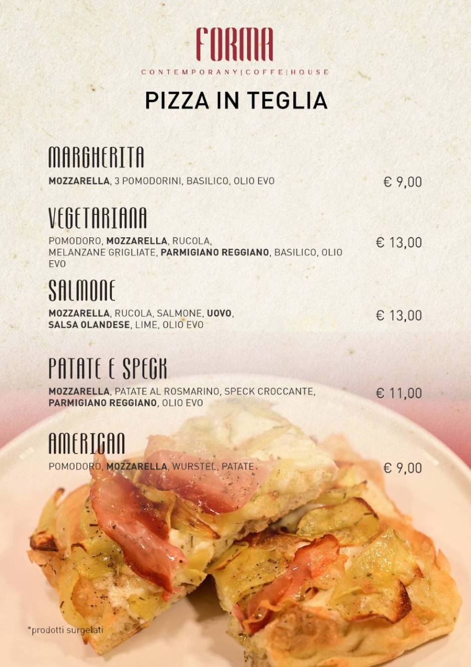 Menu di FORMA - Bakery, Pizzeria, Aperitivi 