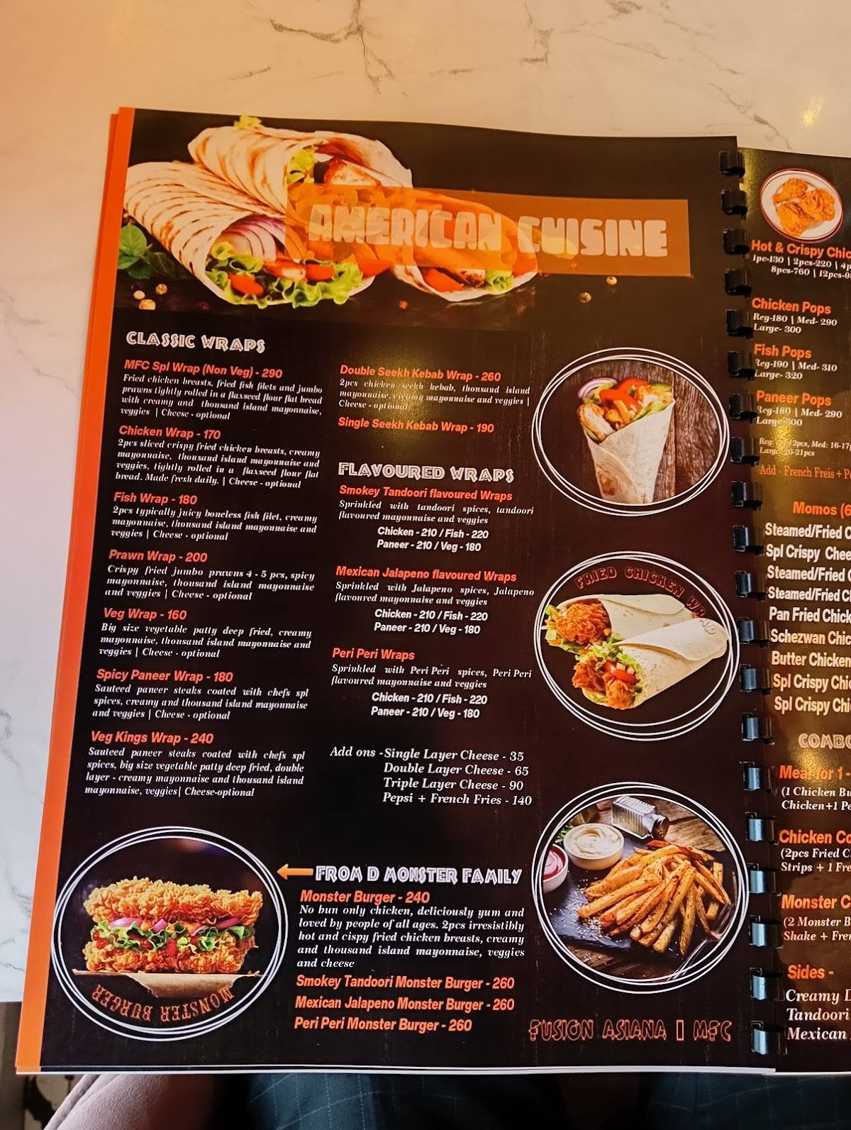 Fusion Asiana MFC Restaurant & Cafe menu