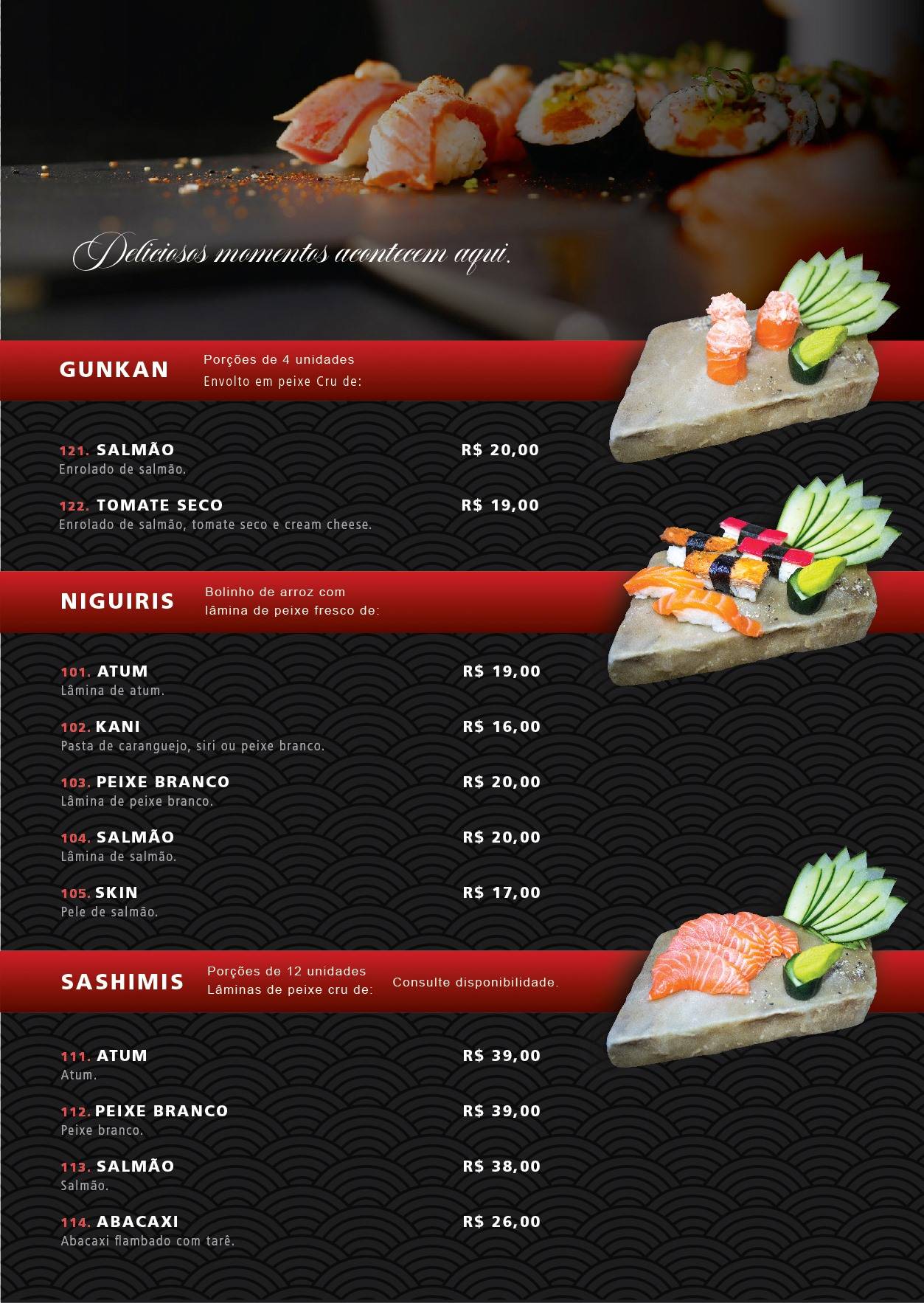 Garden Sushi Japonês - Restaurante Asiático em Erechim cardápio