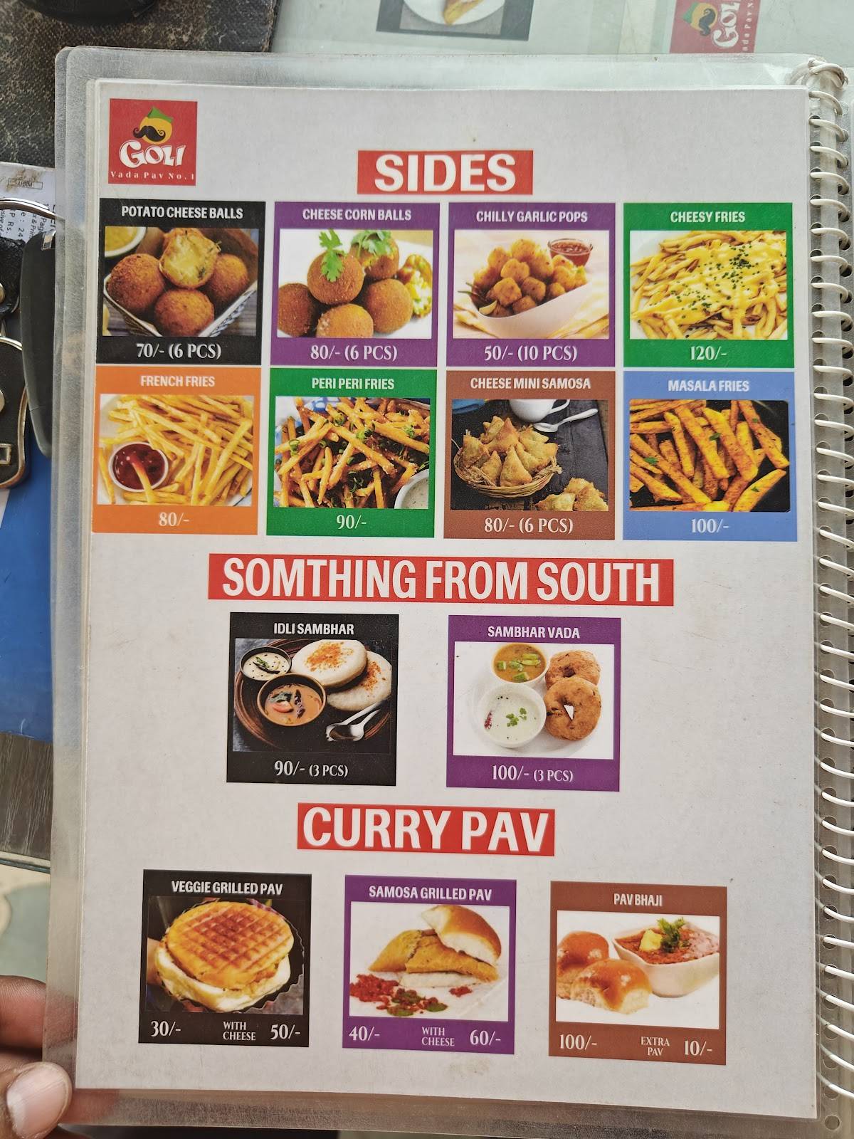 Goli Vada Pav No. 1 Pawanpuri menu