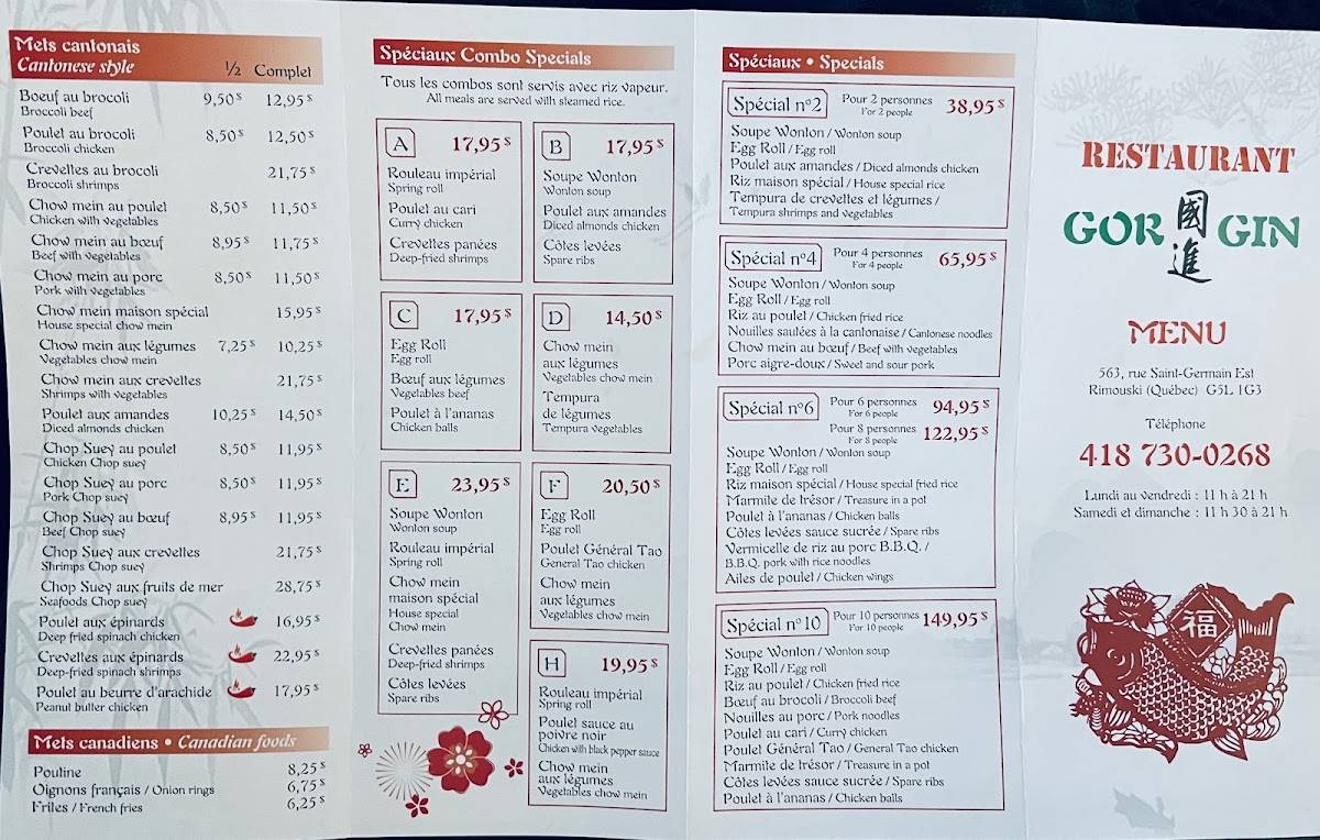 Menu de Restaurant Gorgin