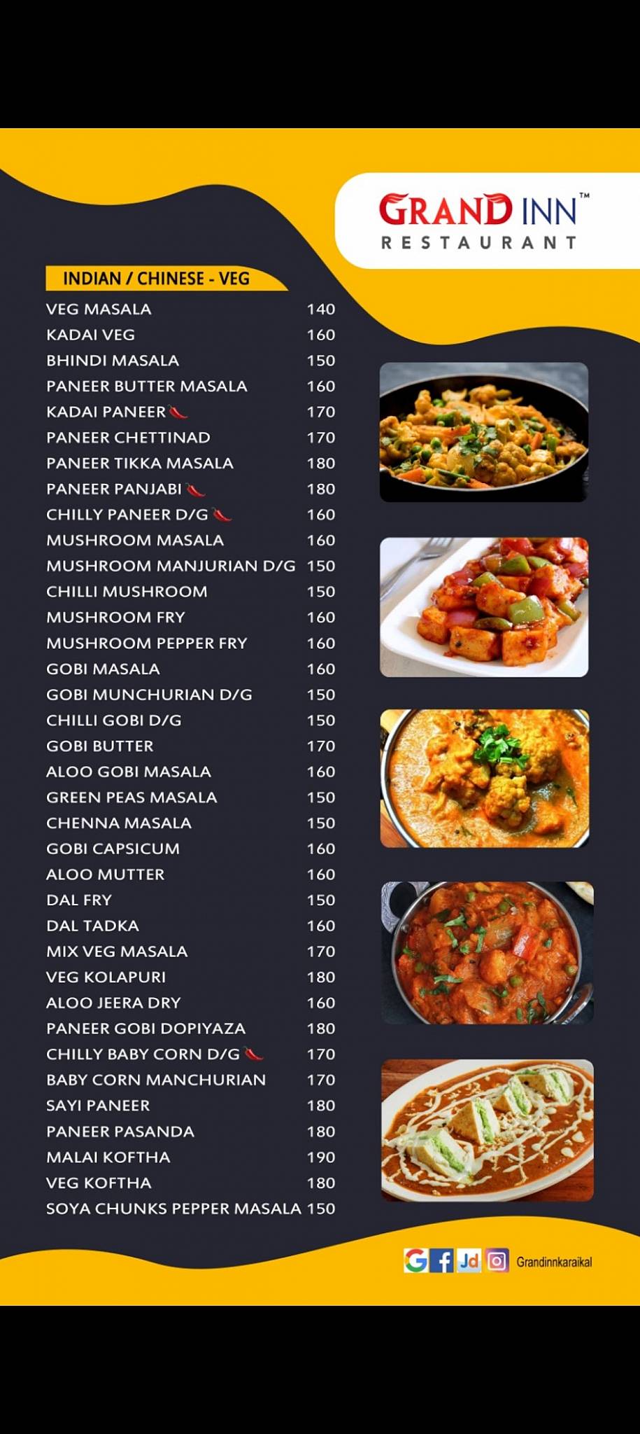 Grand inn Restaurant menu