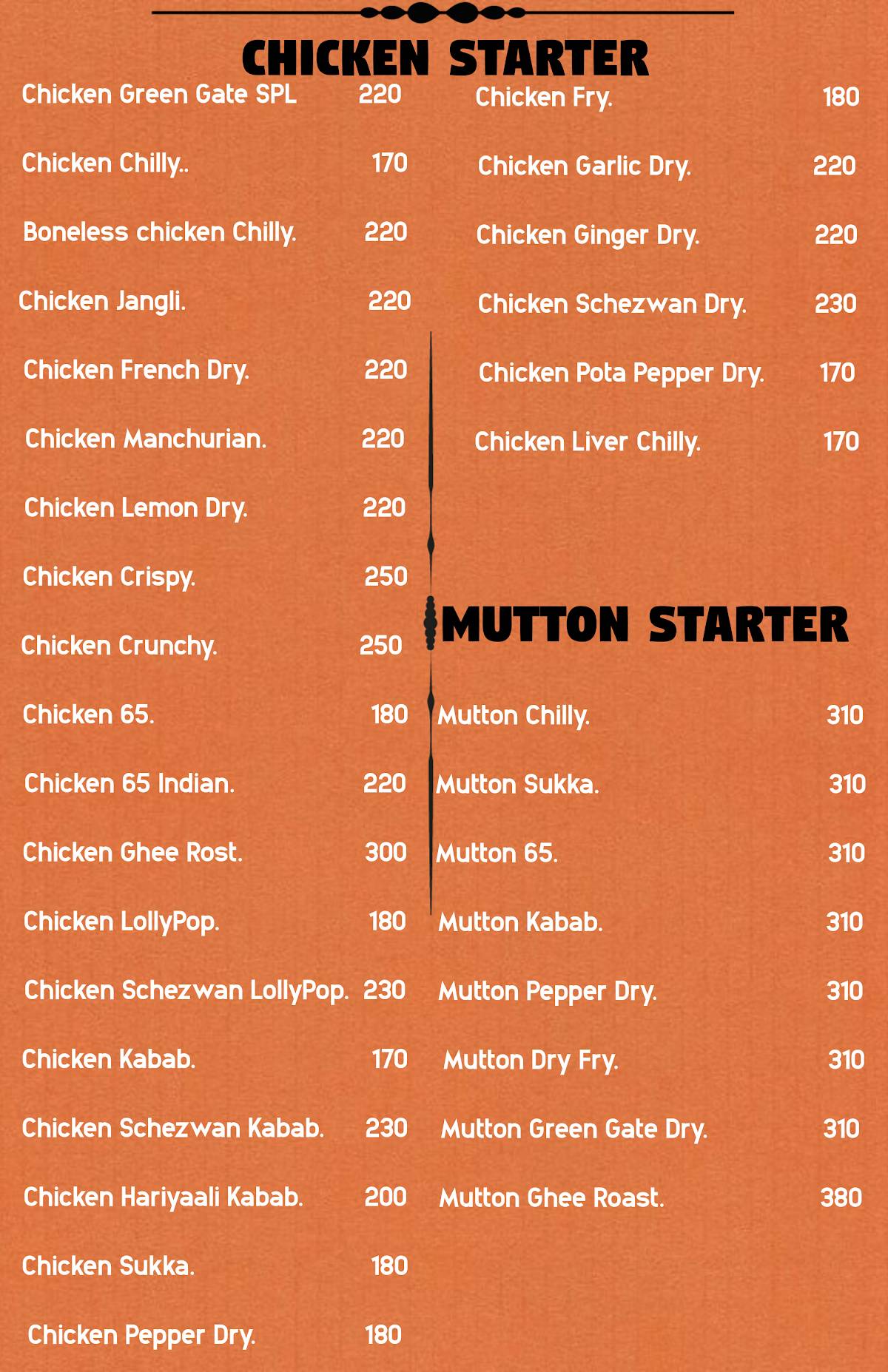 Green Gate menu