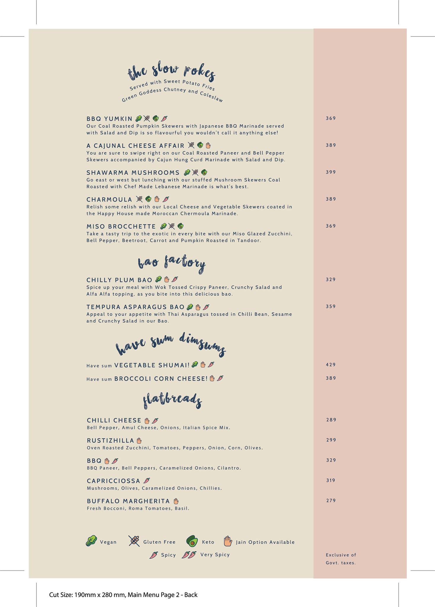 Happy House Kitchen menu