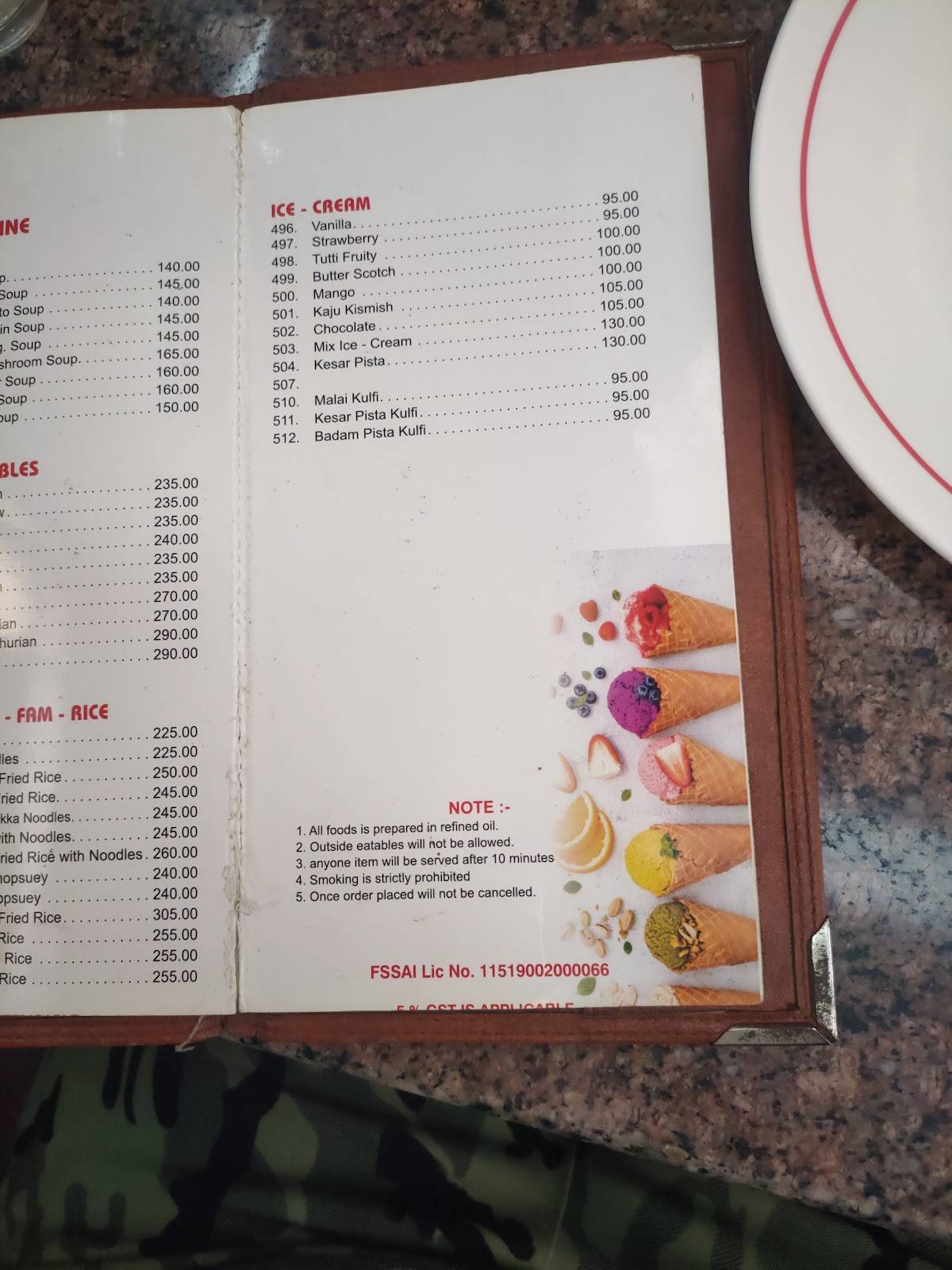 Hotel Kalpana Veg Restaurant menu