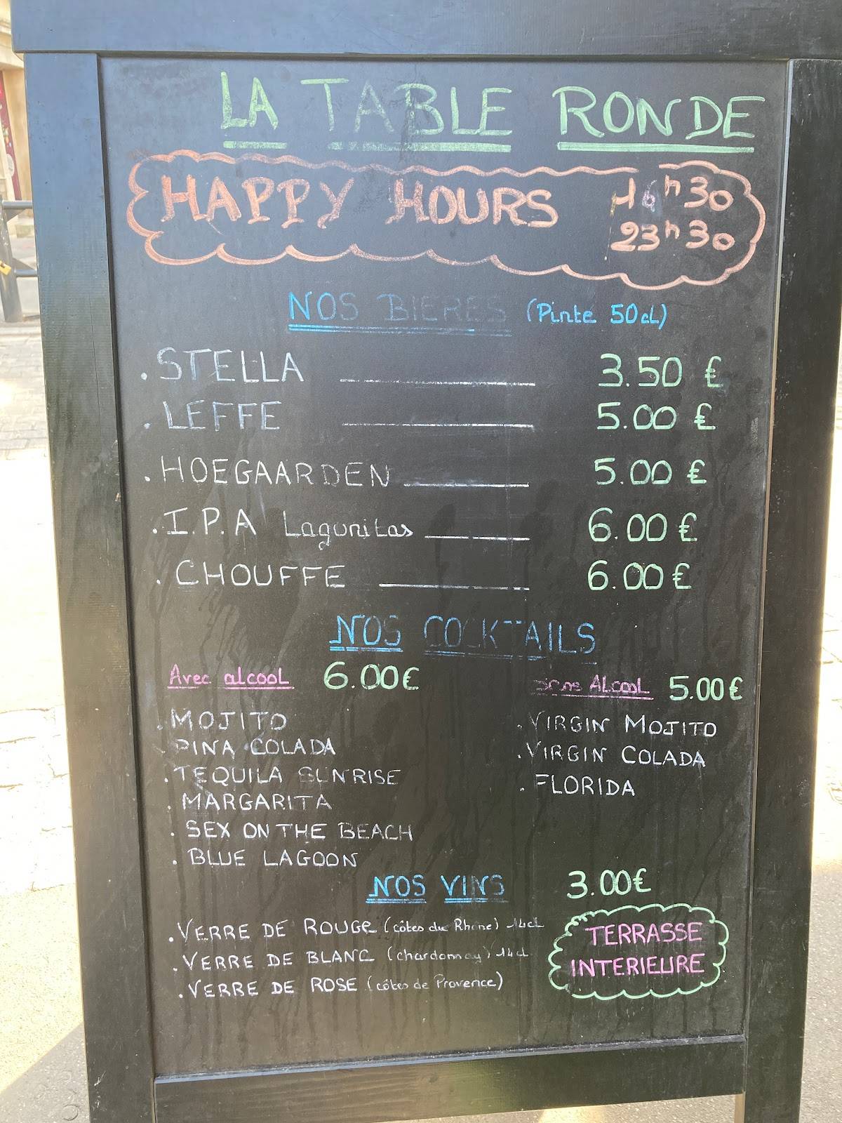 Menu de LA TABLE RONDE - Restaurant et Hotel
