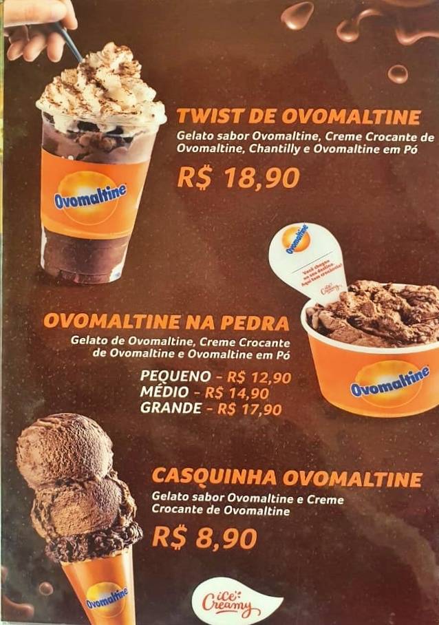 Ice Creamy cardápio
