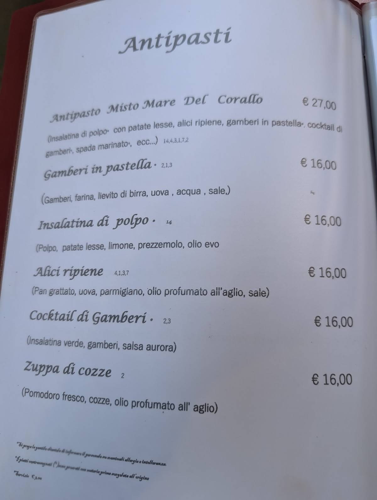 Menu di Il Corallo 