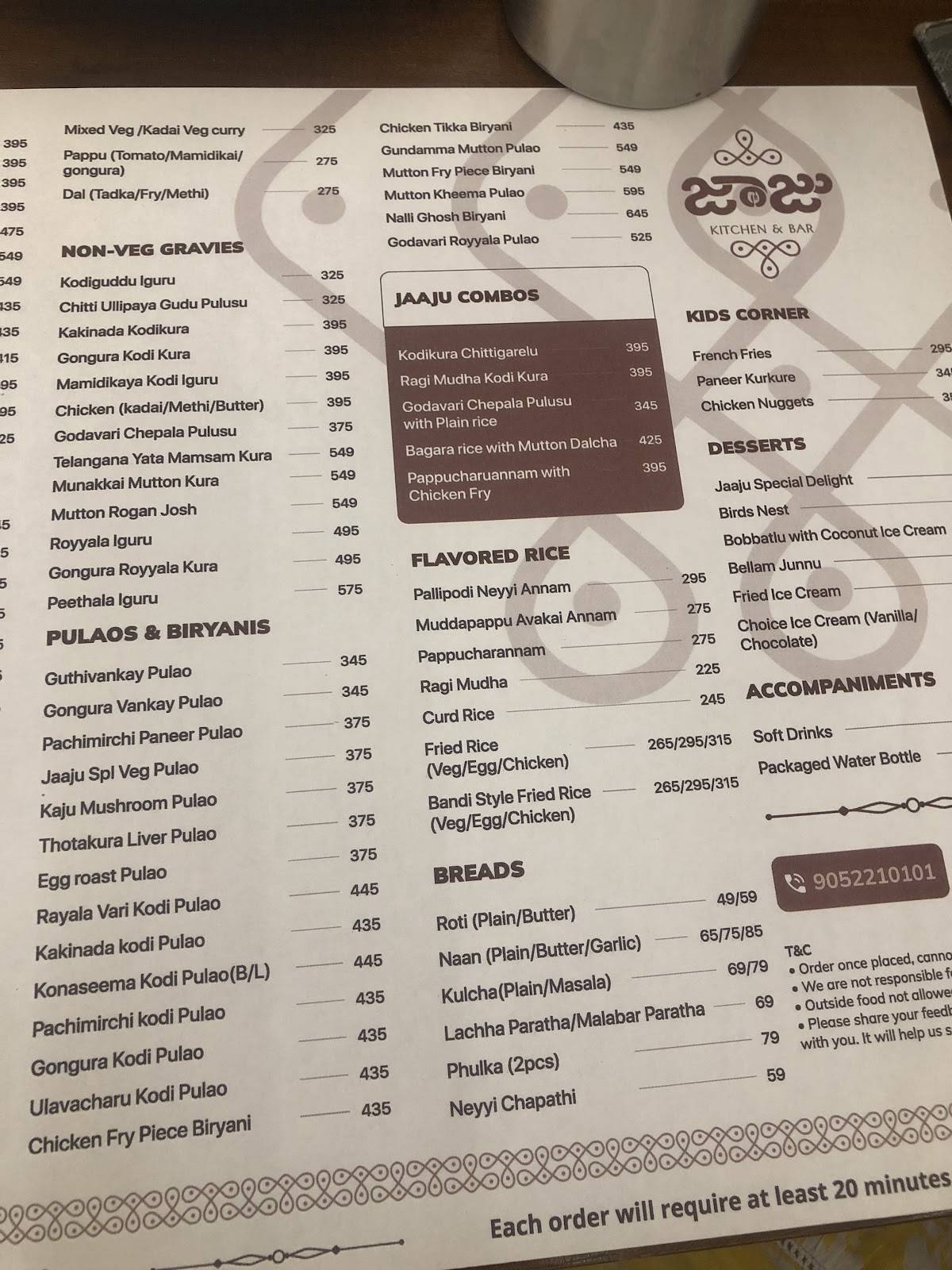 Jaaju Kitchen & Bar menu