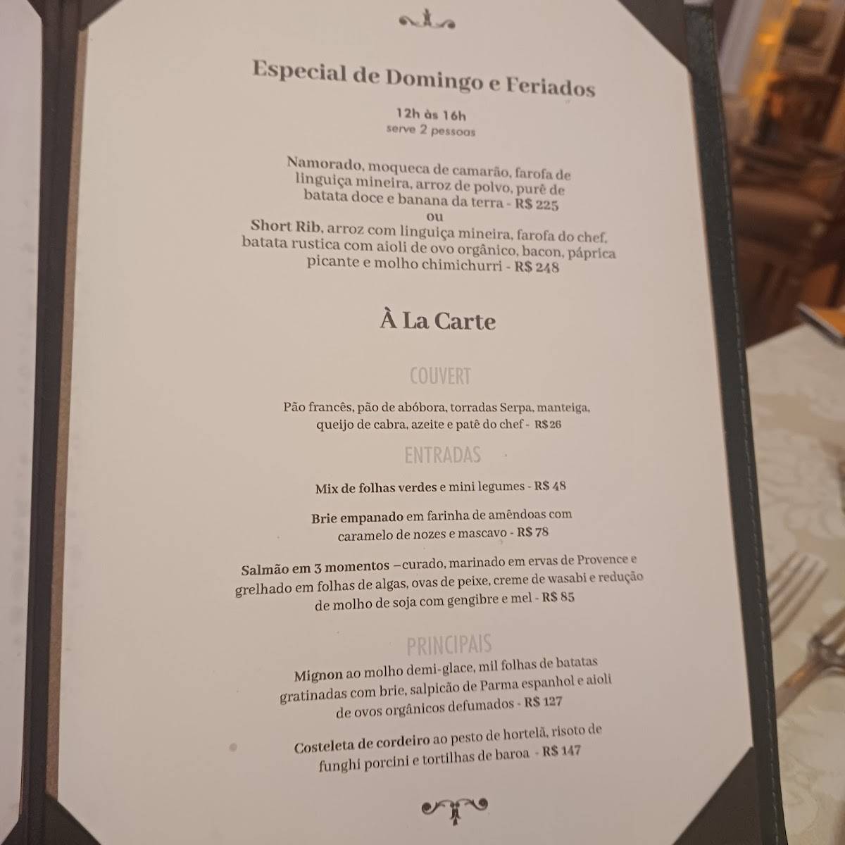 Julieta de Serpa cardápio