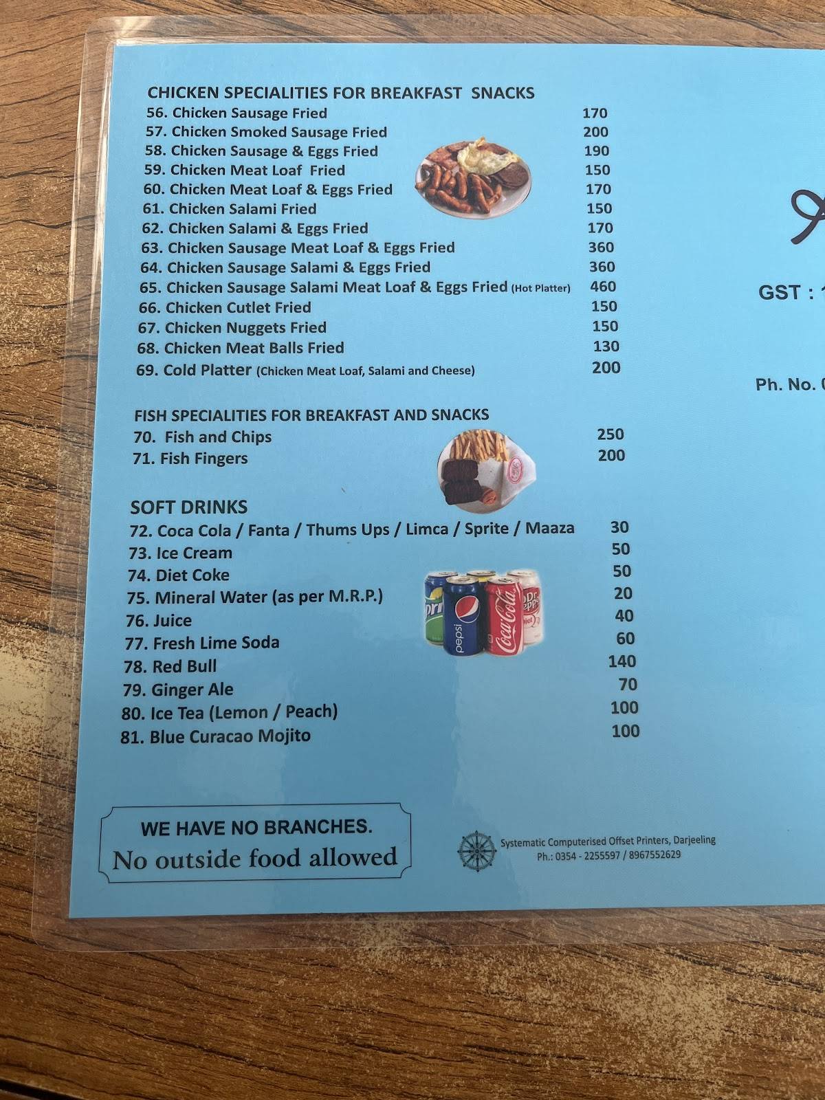 Keventer's menu