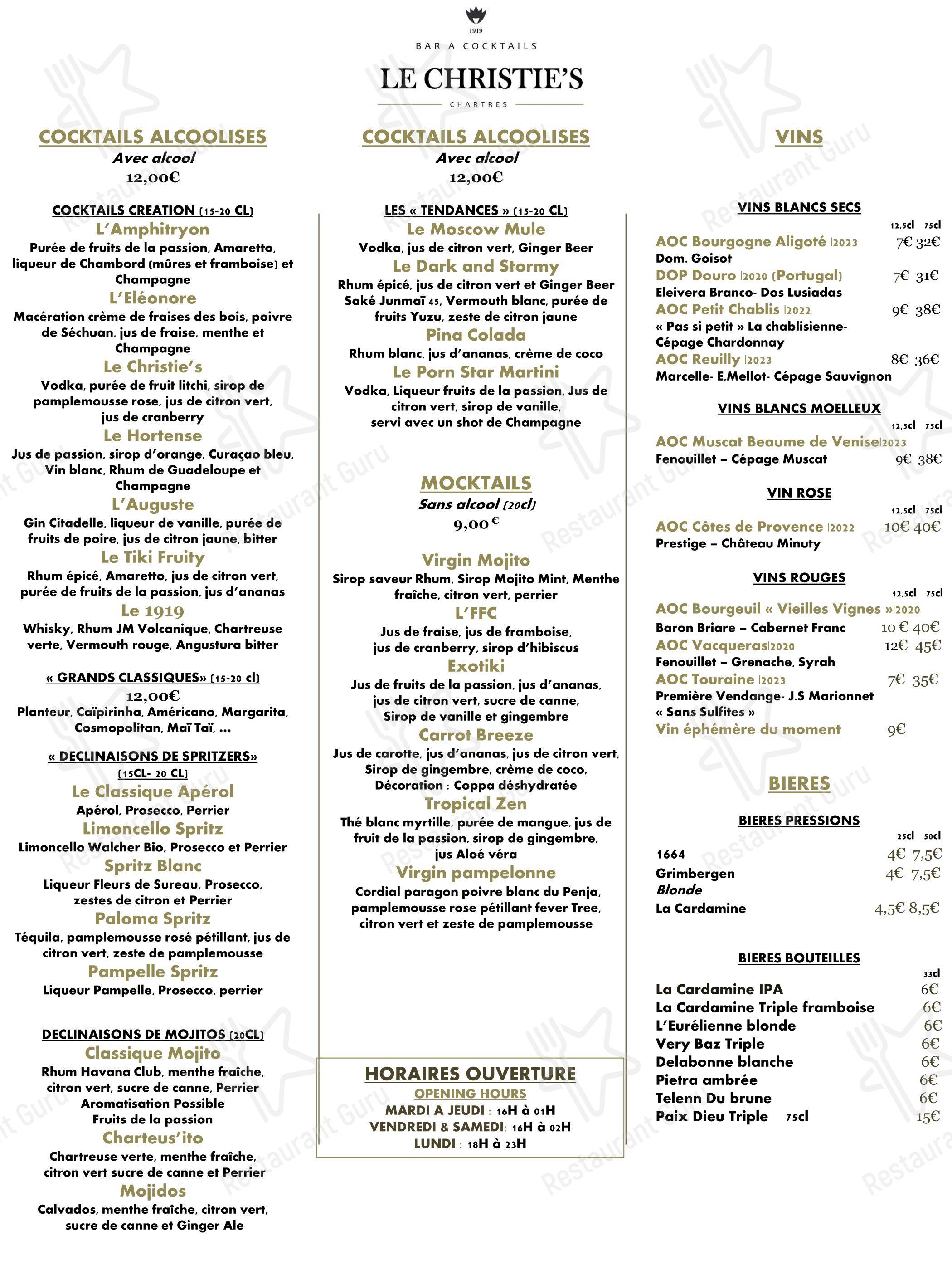 Menu bar pour Restaurant L' Amphitryon Hôtel Le Bœuf Couronné - Chartres restaurant