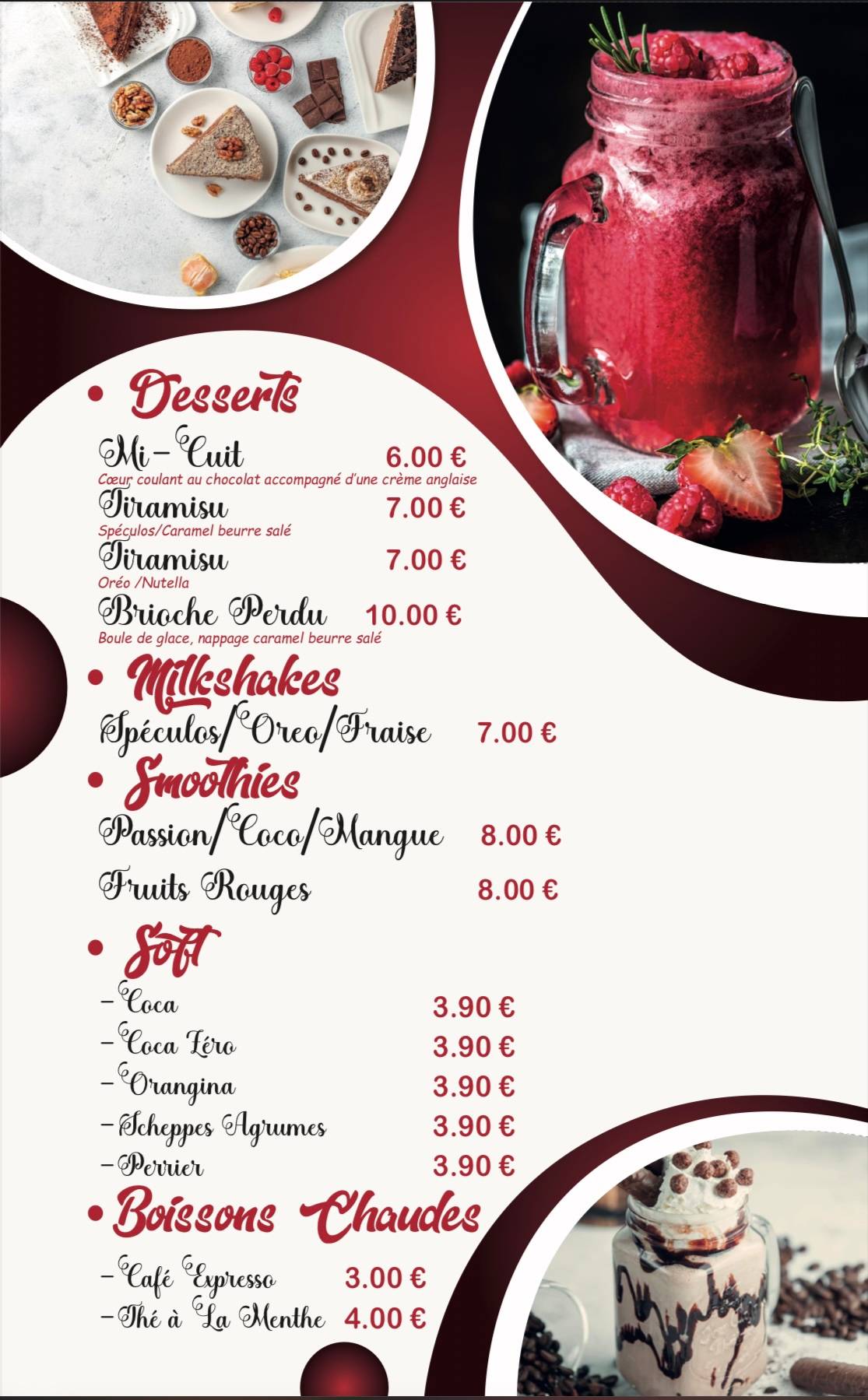 Menu de le Rosty