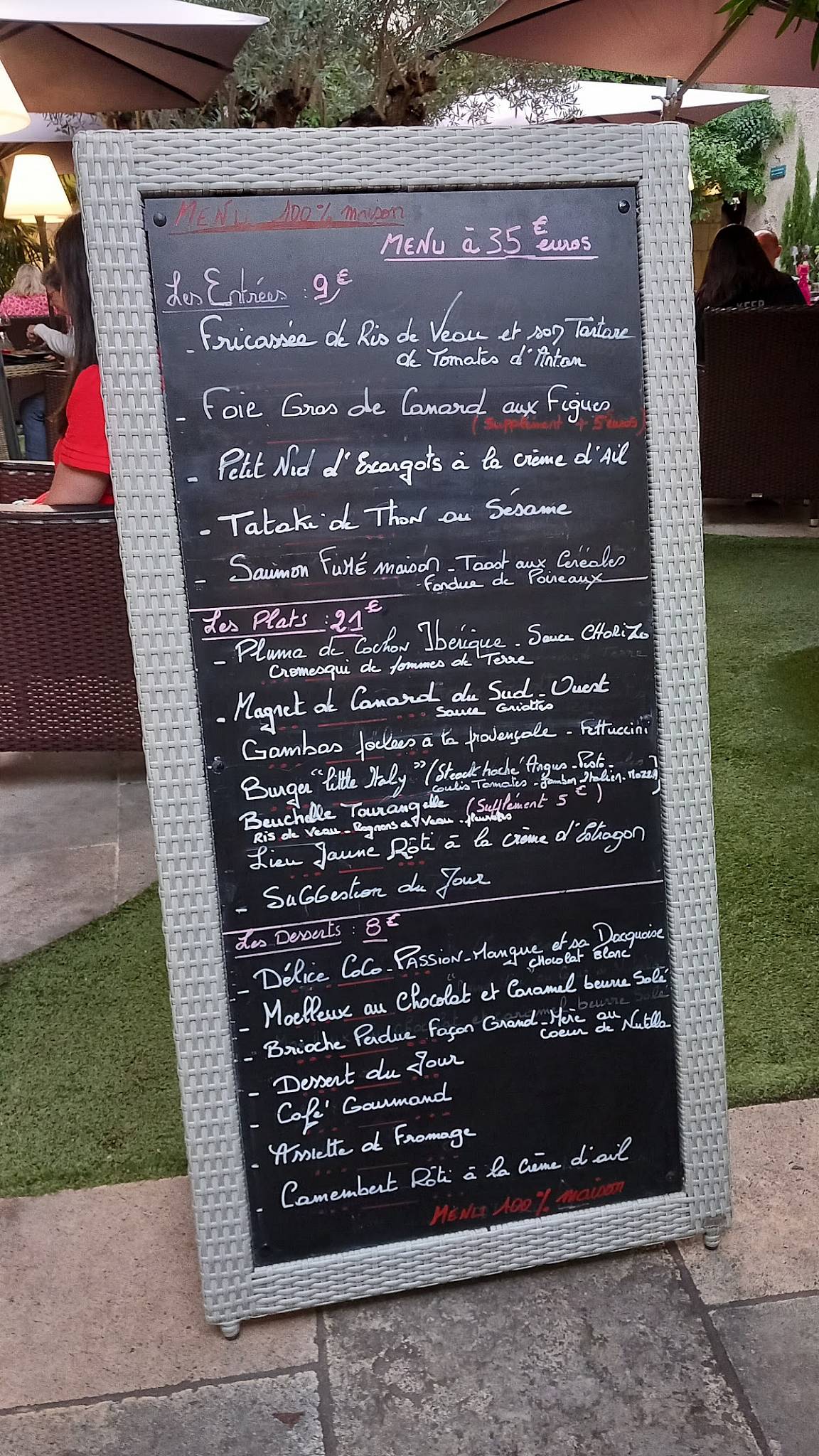 Menu de L'ENTREPOTES