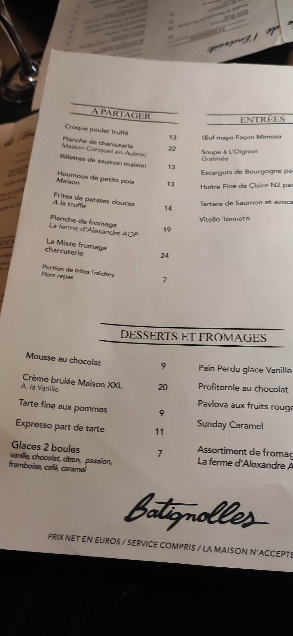 Menu de L'Endroit