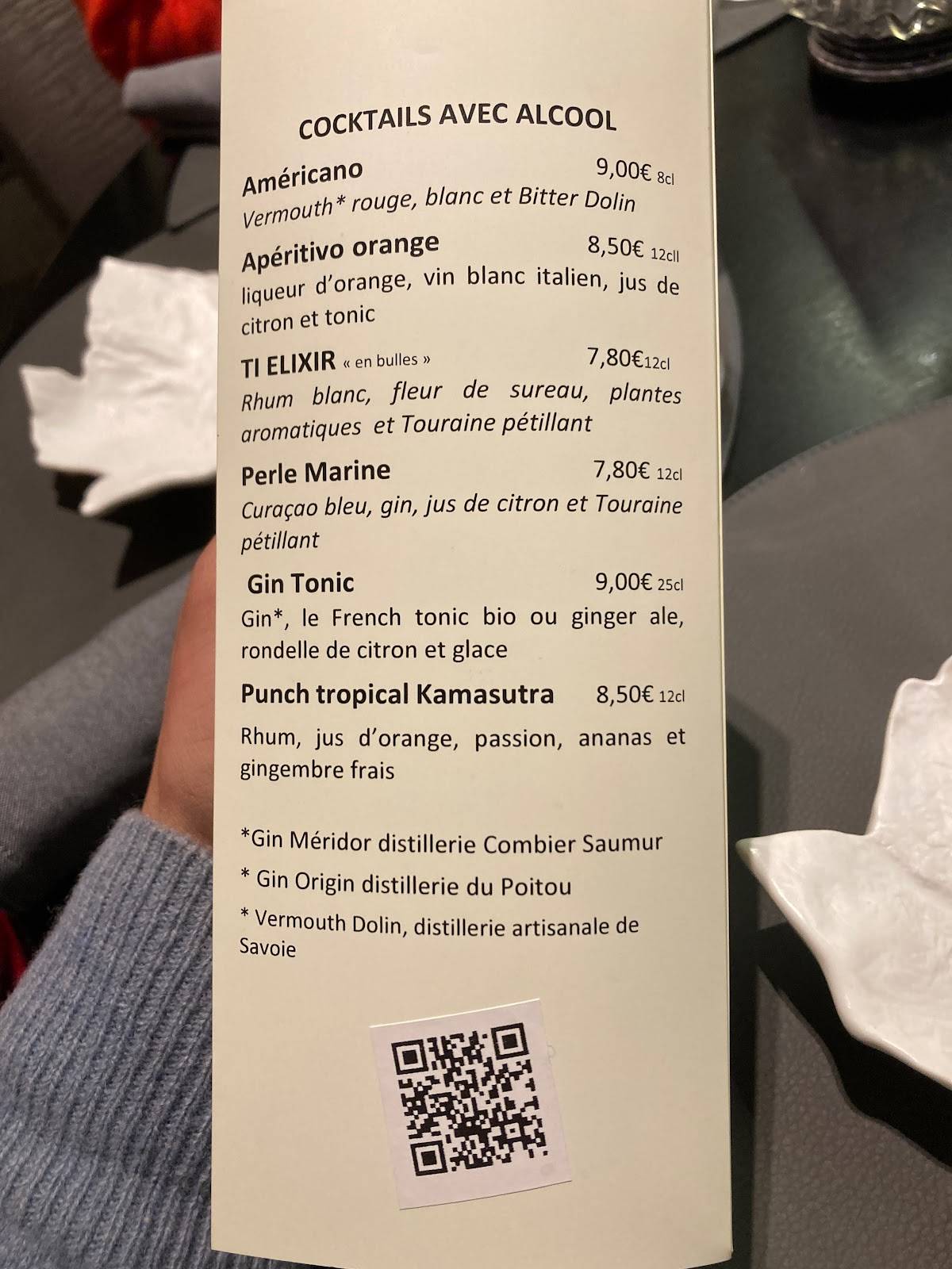 Menu de L'Océanic