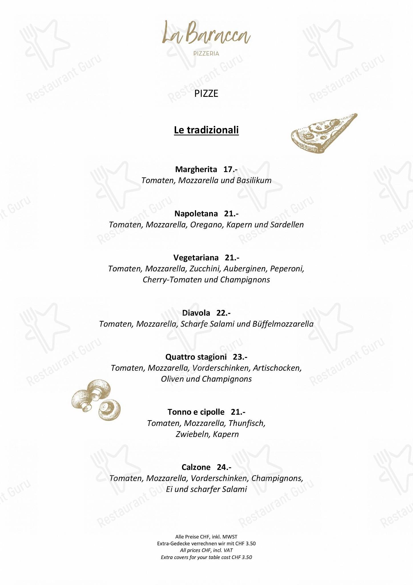 Основное меню per La Baracca in Lucerna