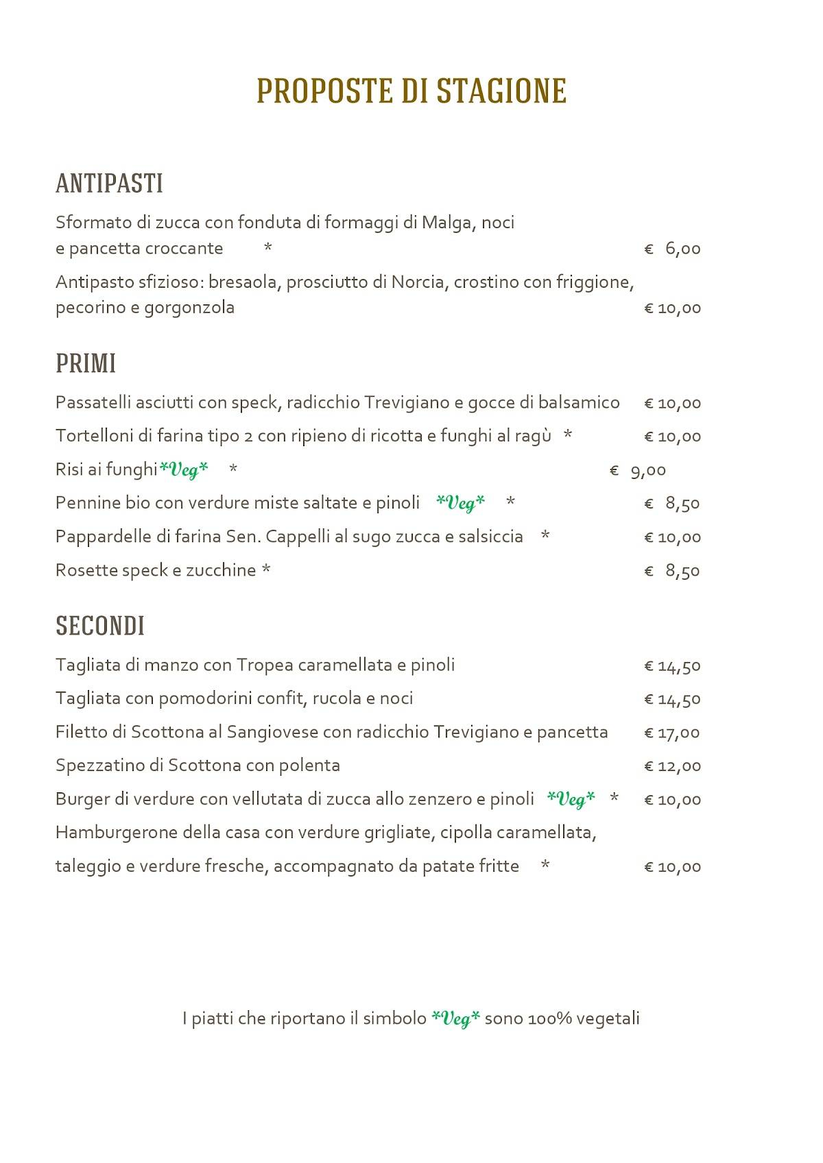Menu di La Gusteria 