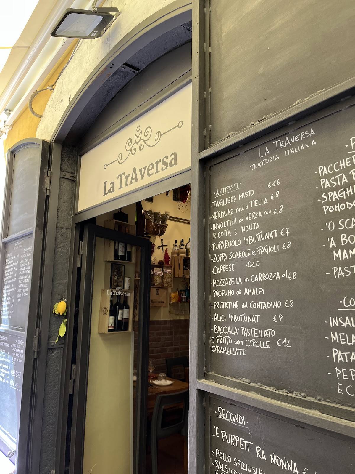 Menu di La Traversa - Trattoria Italiana 