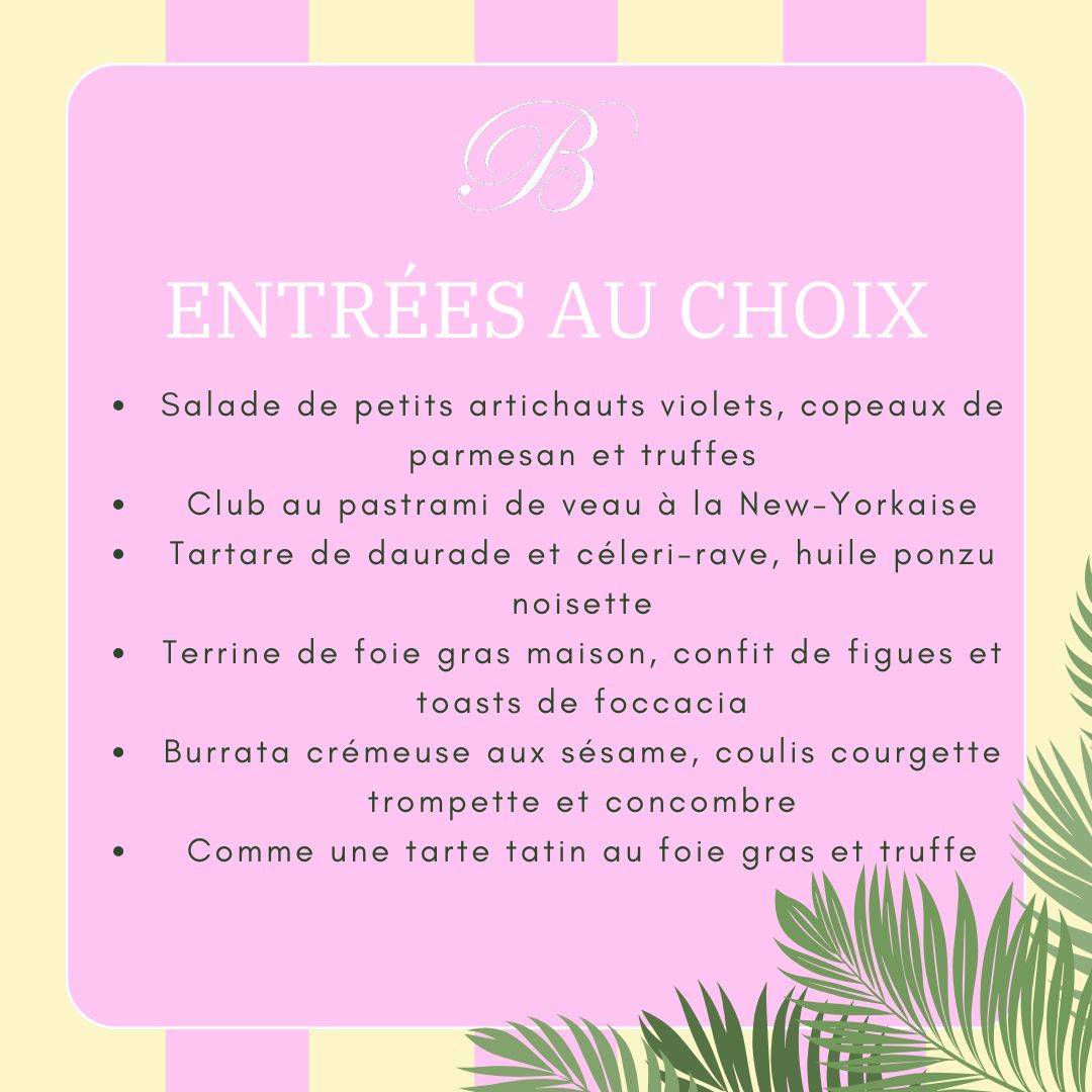 Menu de Le Boudoir