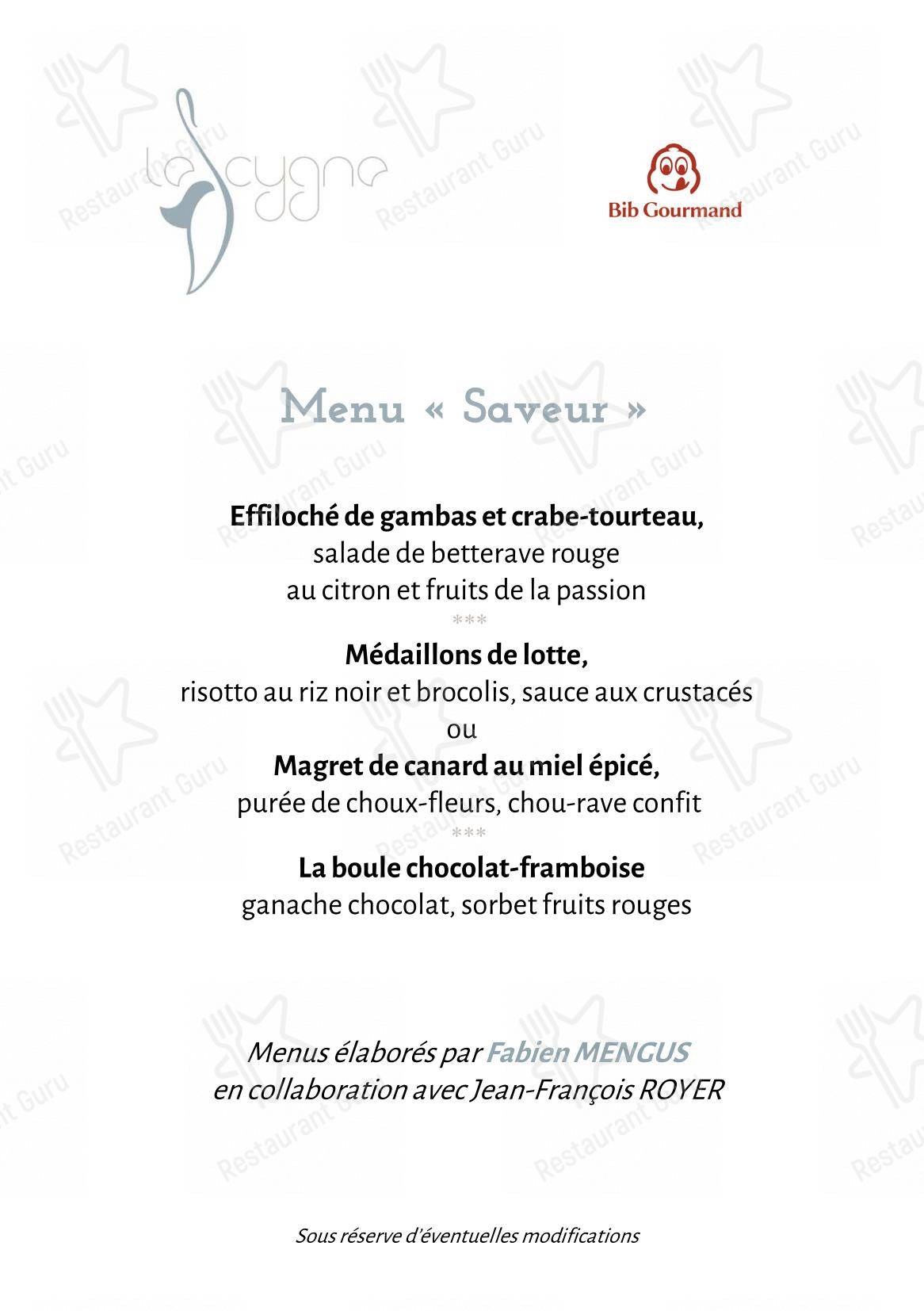 Restaurant Le Cygne dans Gundershoffen - Основное меню