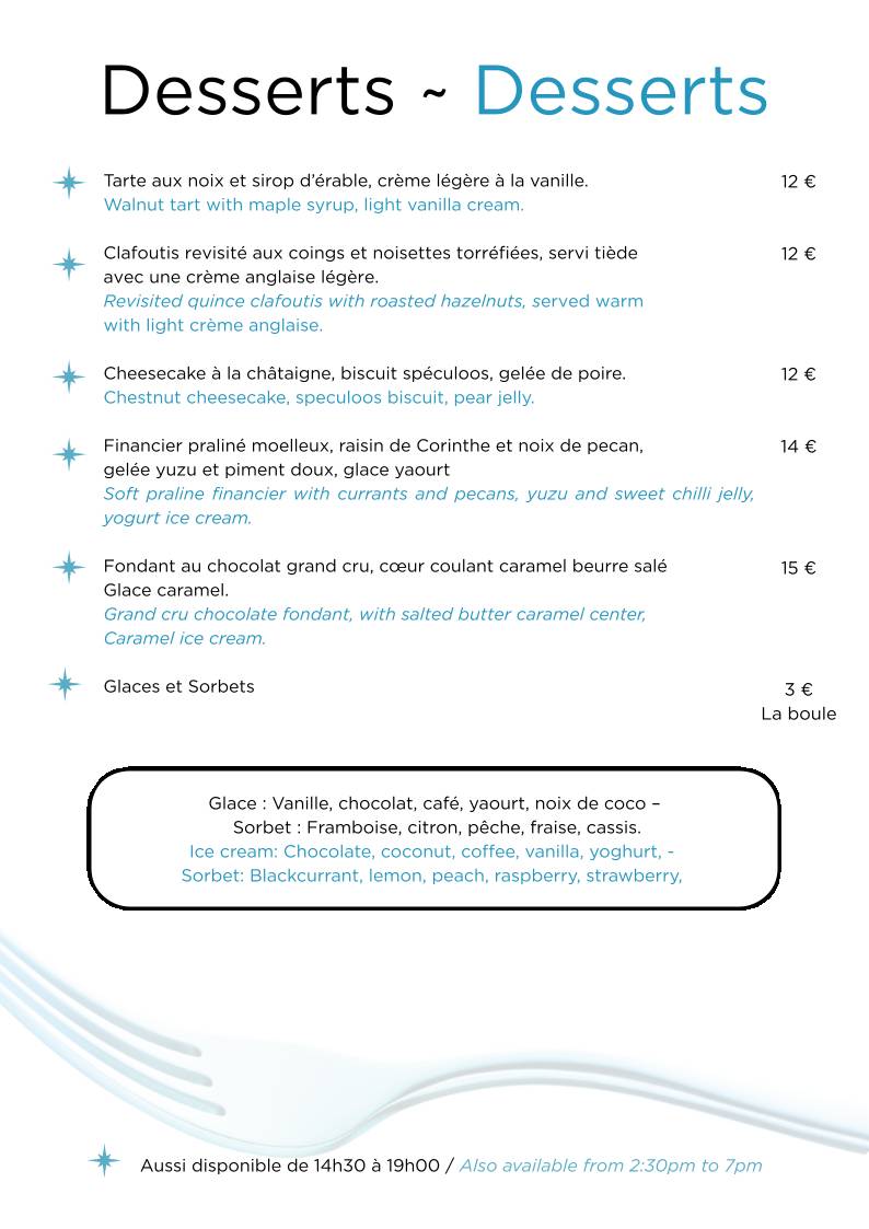 Menu de Restaurant Le Duc - Nice