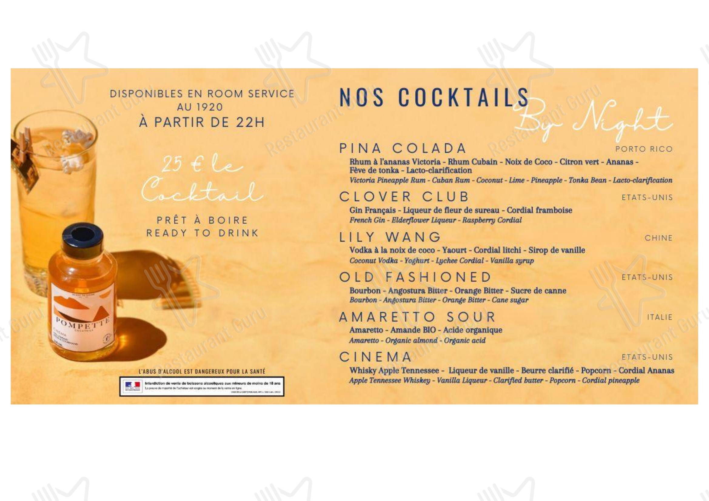 Menu pour Restaurant Le Duc - Nice - Основное меню