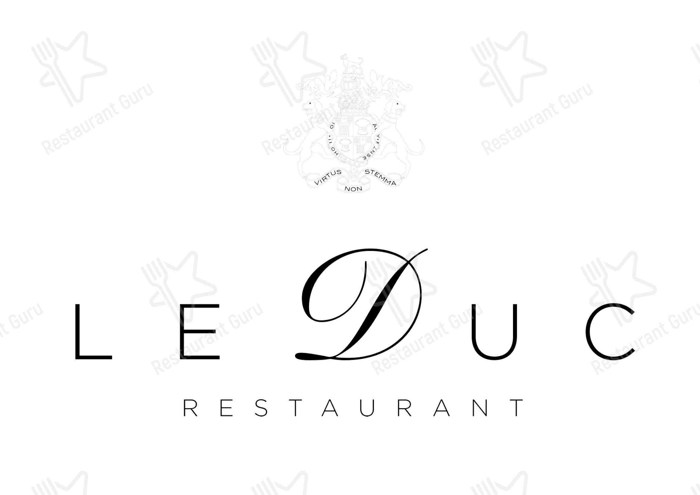 Menu pour Restaurant Le Duc - Nice restaurant