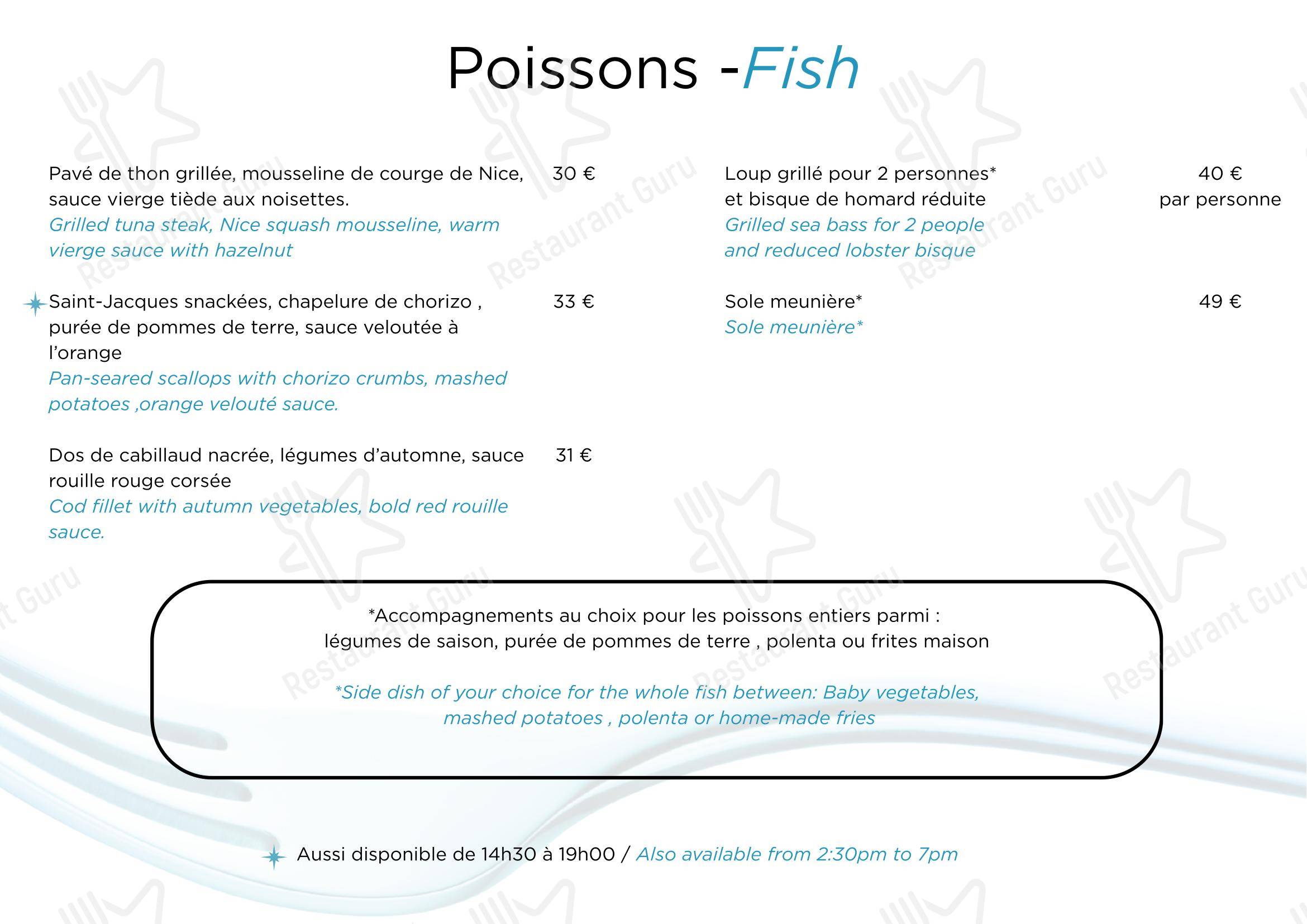 Menu pour Restaurant Le Duc - Nice restaurant