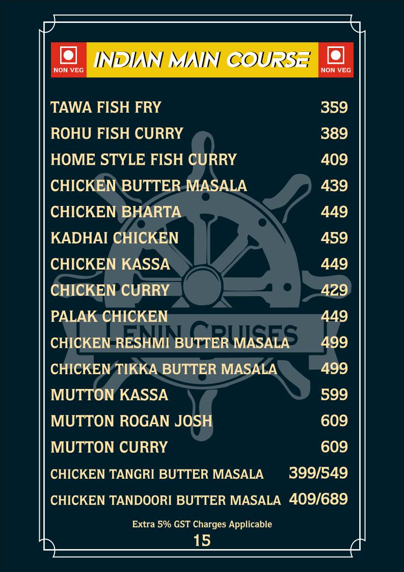Lenin Cruises menu