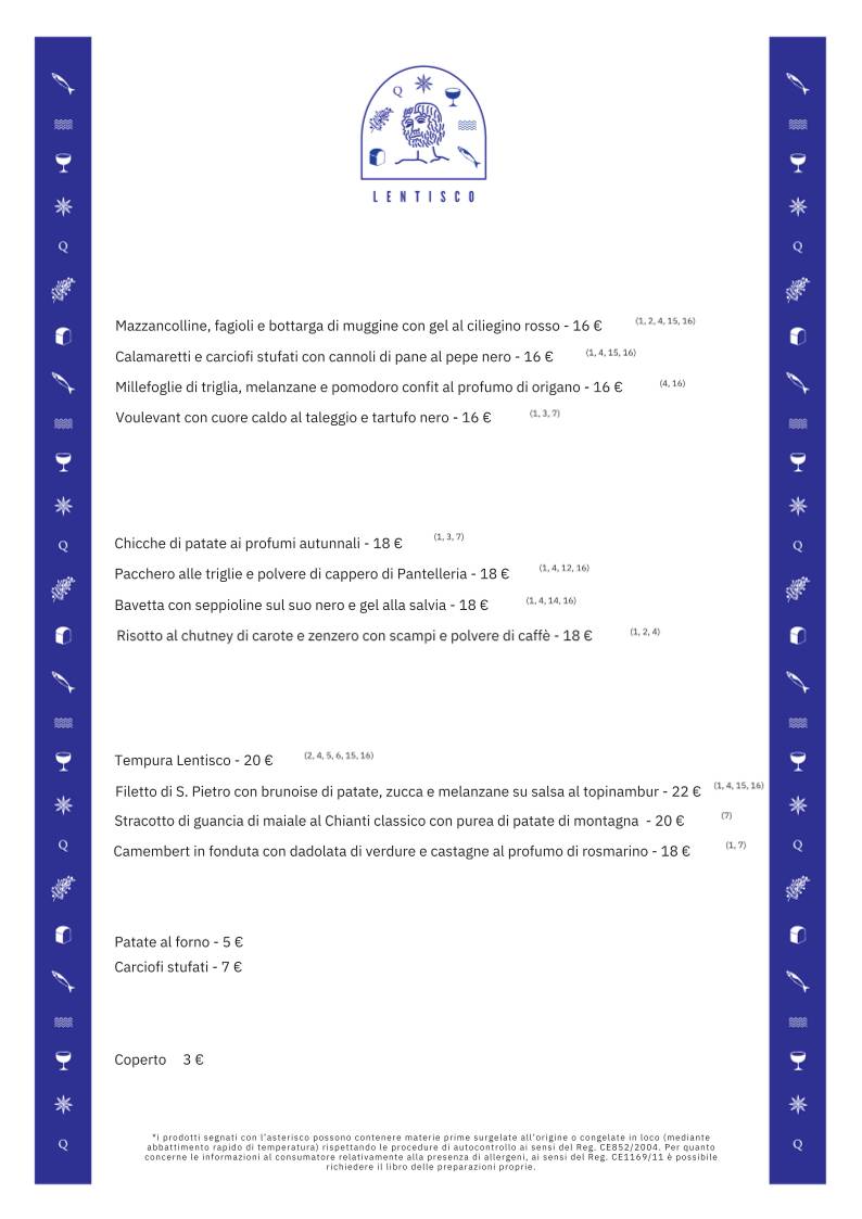 Menu di Lentisco 